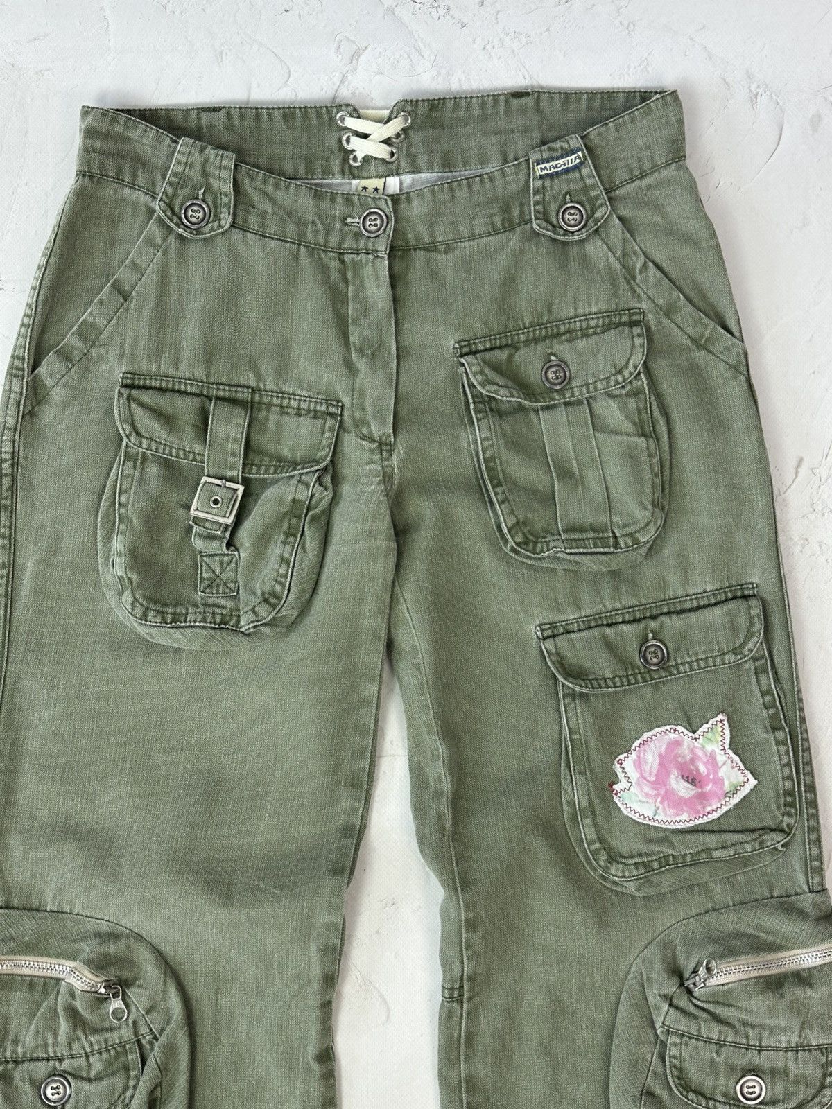 If Six Was Nine Vintage Cargo Khaki Flared Pants Size 28" / US 6 / IT 42 - 6 Thumbnail