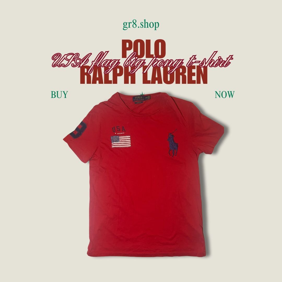 Ralph Lauren Polo Ralph Lauren USA Flag Big Pony Red T-Shirt M Custom Fit Size US M / EU 48-50 / 2 - 1 Thumbnail