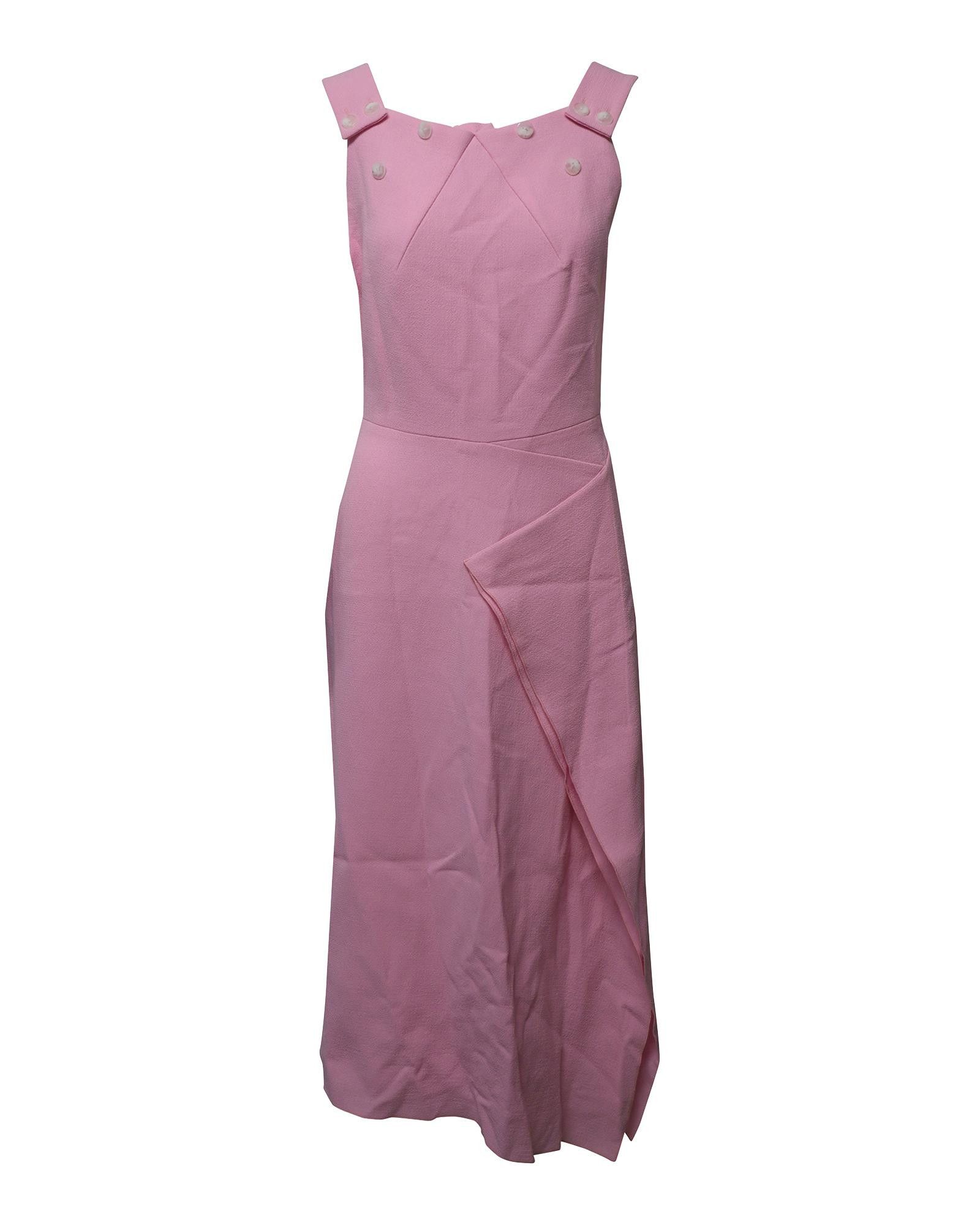 image of Roland Mouret Button Detailed Sleeveless Dress In Pink Polyester, Women's (Size Medium)