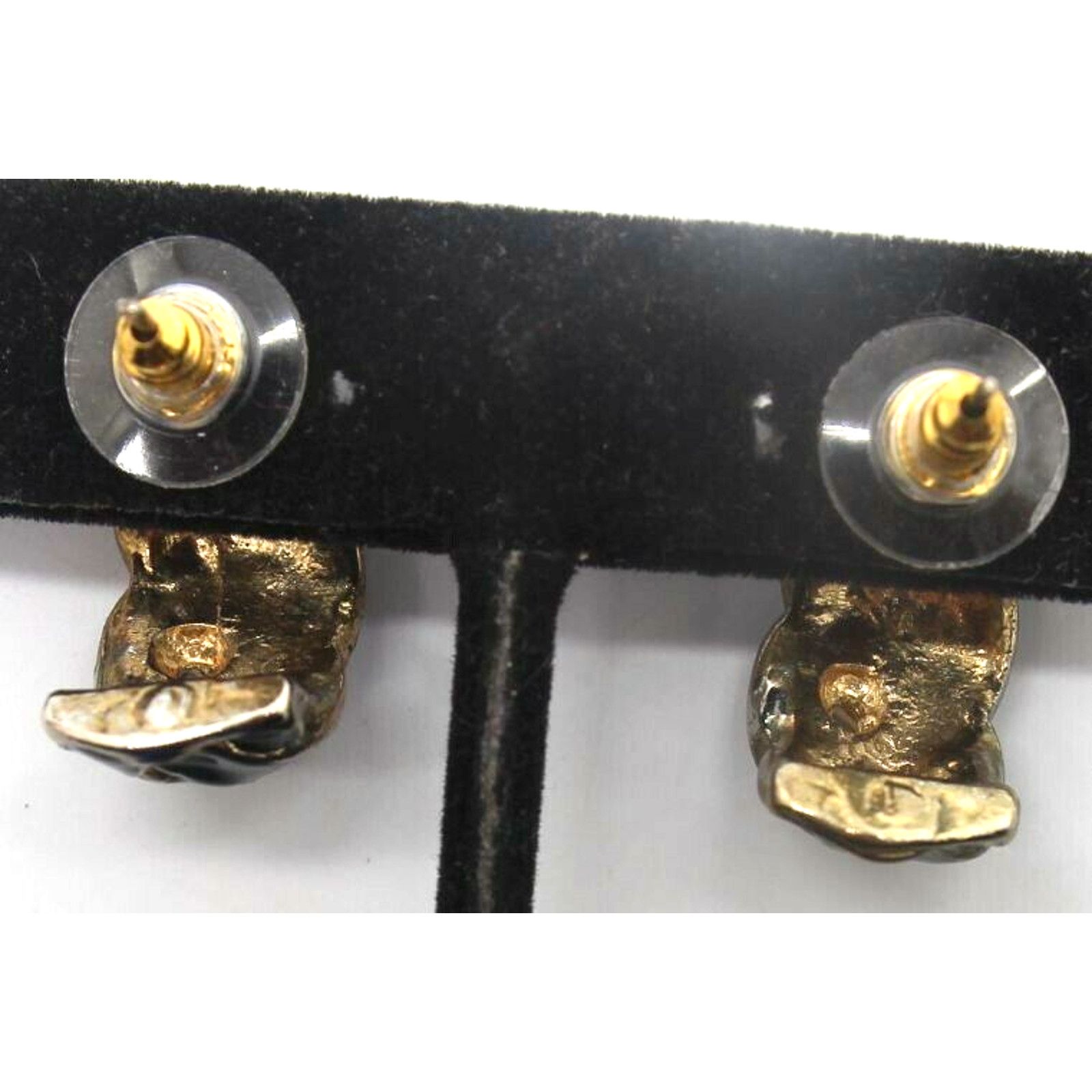 Other Black Enamel Twisted Braid Earrings • Gold Tone • Huggie 1" Size ONE SIZE - 3 Thumbnail