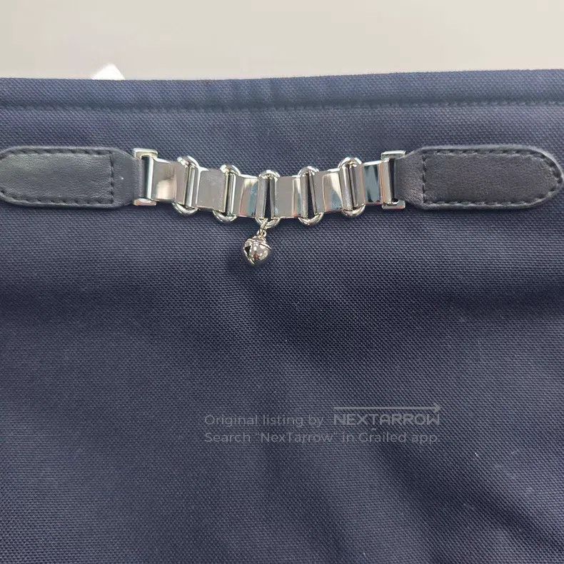 Hermes Hermes Dark blue metal leather decoration half skirt Size 42" / US 20 - 8 Thumbnail