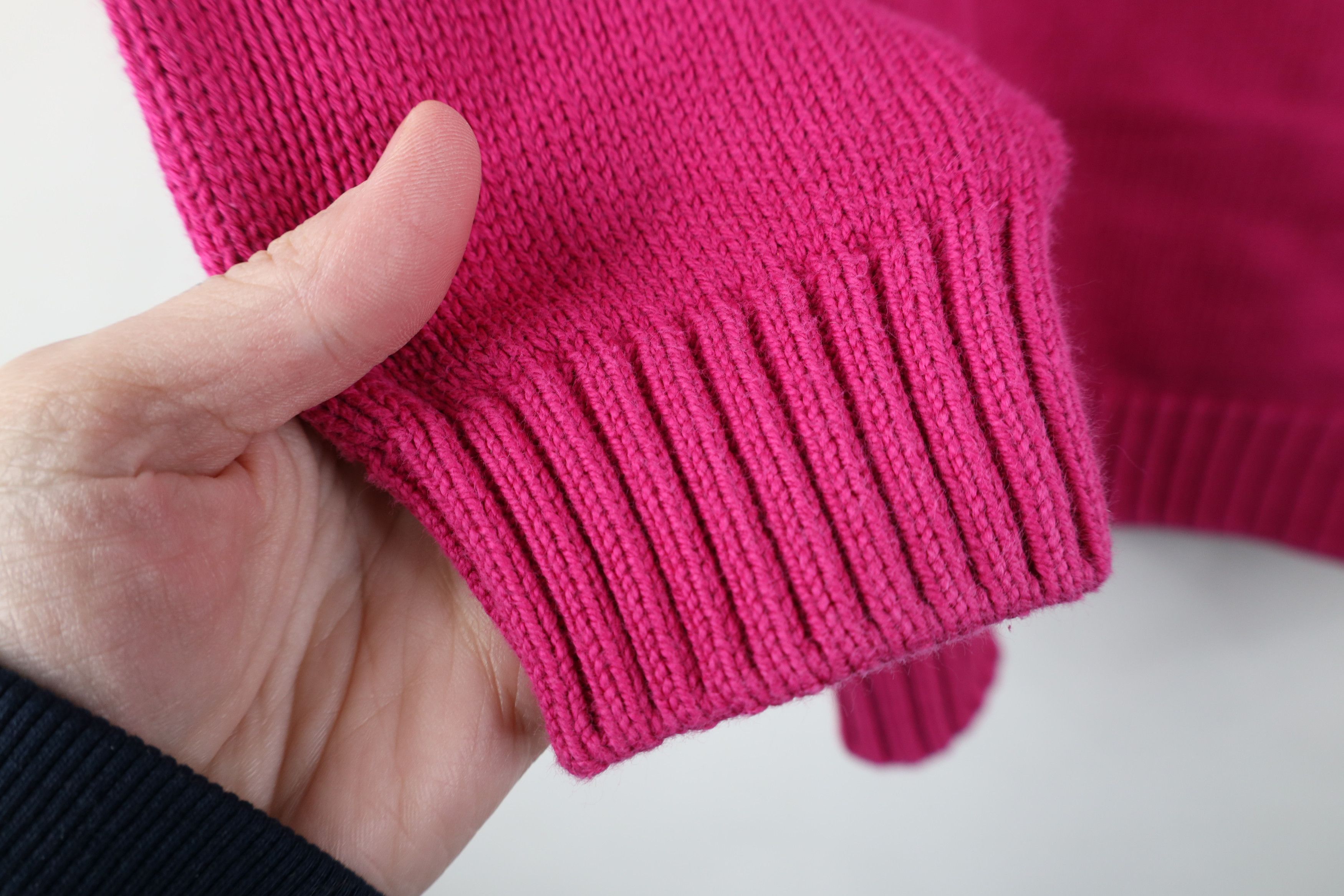 Vintage 90s Lands End Cotton Ribbed Knit Sweater Pink USA