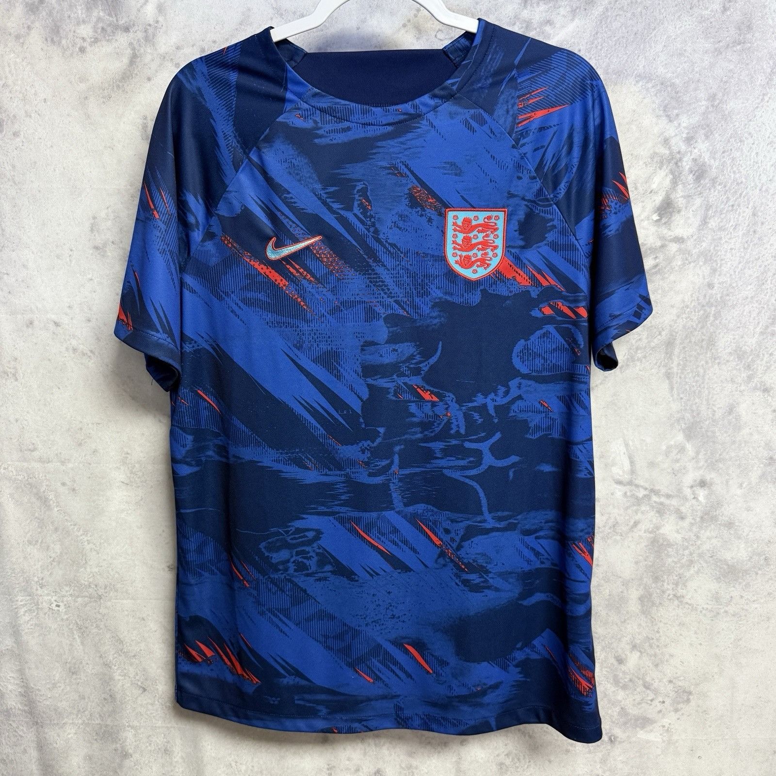Nike Dri Fit England Pre Match Soccer Jersey 2022 Blue Large