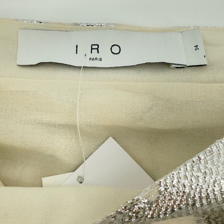 Iro NWT IRO Ovidas Ecru Silver Metallic Jacquard Ruffled Skirt Size 24" / US 00 / IT 34 - 5 Thumbnail