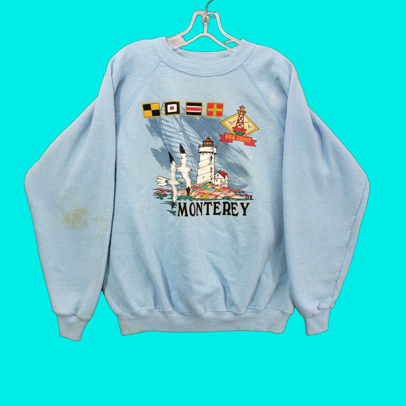 Hanes Vintage Hanes Crewneck Sweatshirt Blue XL Adult Graphic Print Sea Coast Y2K Monterey Beach Retro Surf Size US XL / EU 56 / 4 - 1 Thumbnail