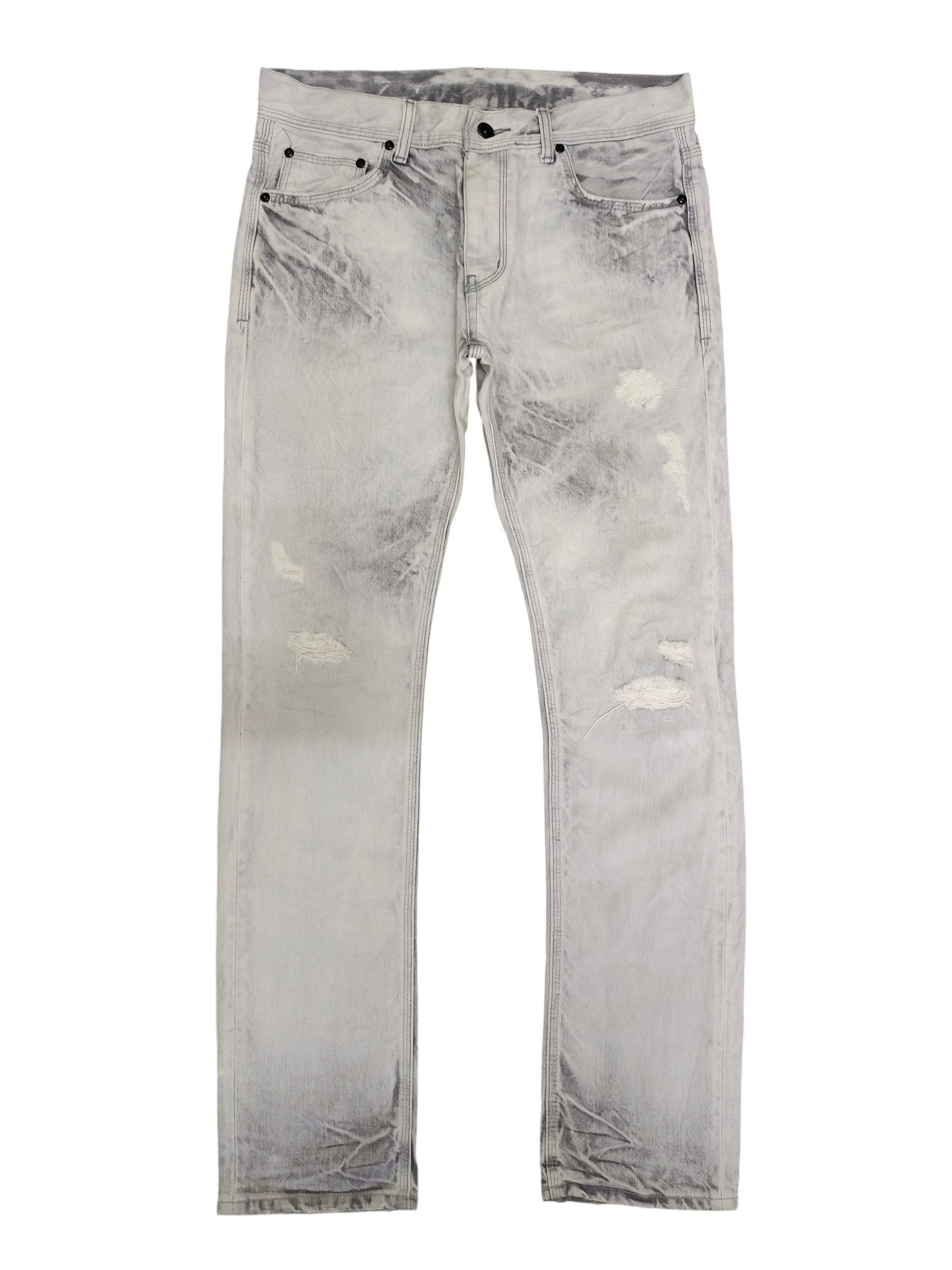 Neil Barrett Neil Barret Bleach Wash Clawmark Distress Faded Denim Jeans Size US 32 / EU 48 - 1 Thumbnail