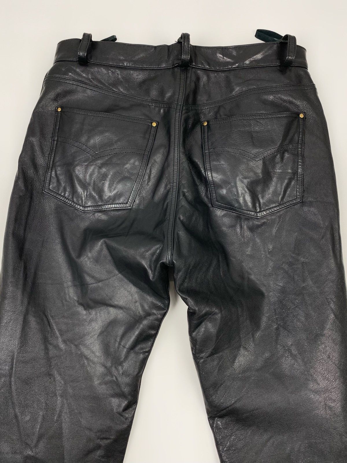 Vintage 1990’s Vintage Matinee Black Leather Biker Pants Size US 33 - 9 Thumbnail
