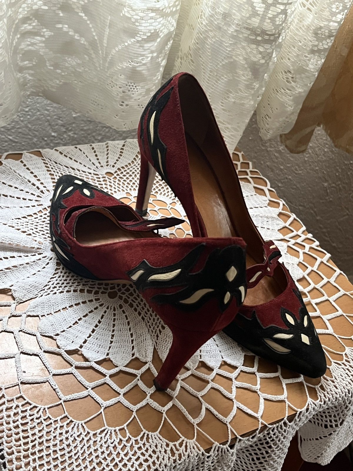 Isabel Marant Isabel Marant Kylie Suede Mary Jane Heels – Burgundy Size US 9 / IT 39 - 2 Thumbnail