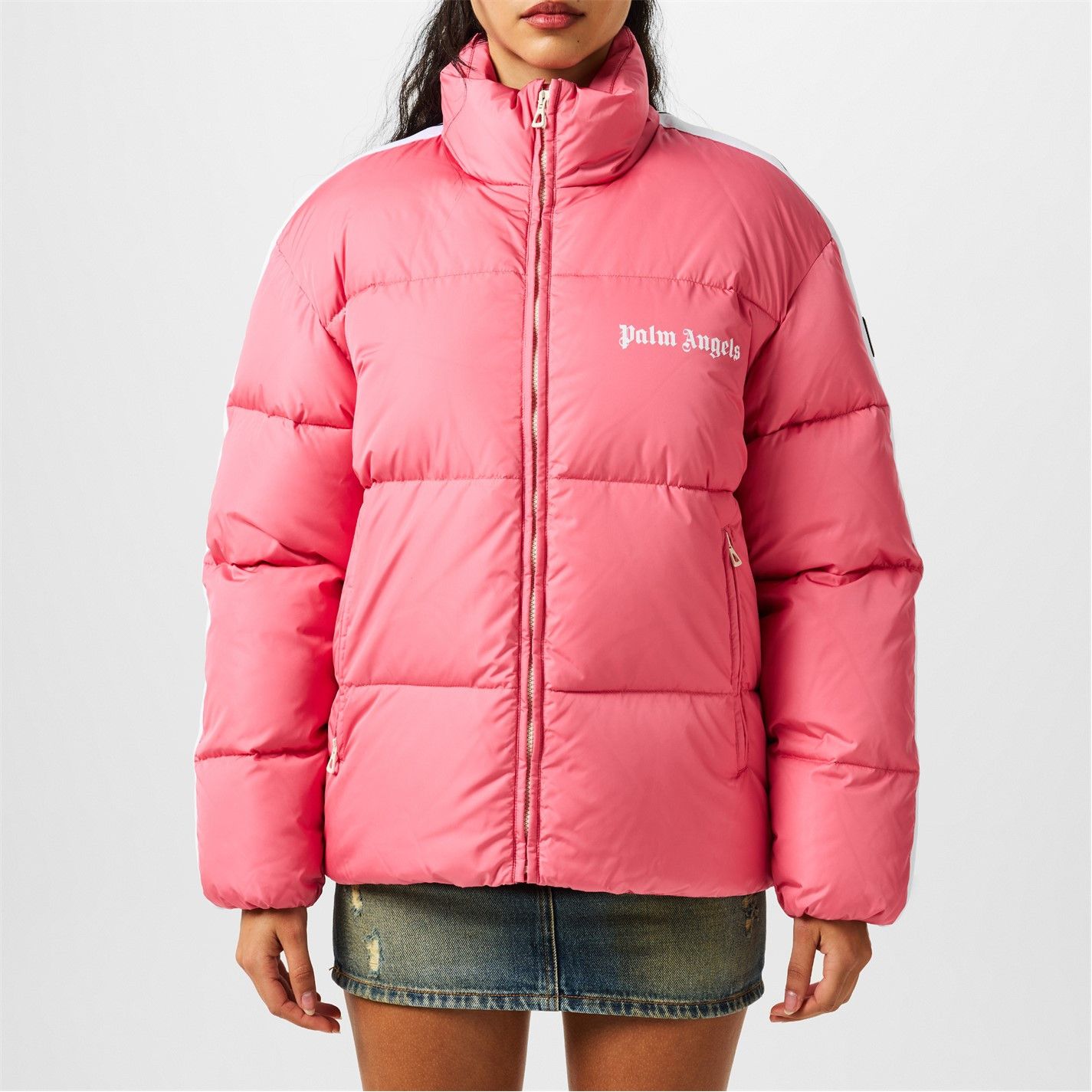 Palm Angels o1g2r1mq0325 Down Puffer Jacket in Pink & White Size M / US 6-8 / IT 42-44 - 3 Thumbnail