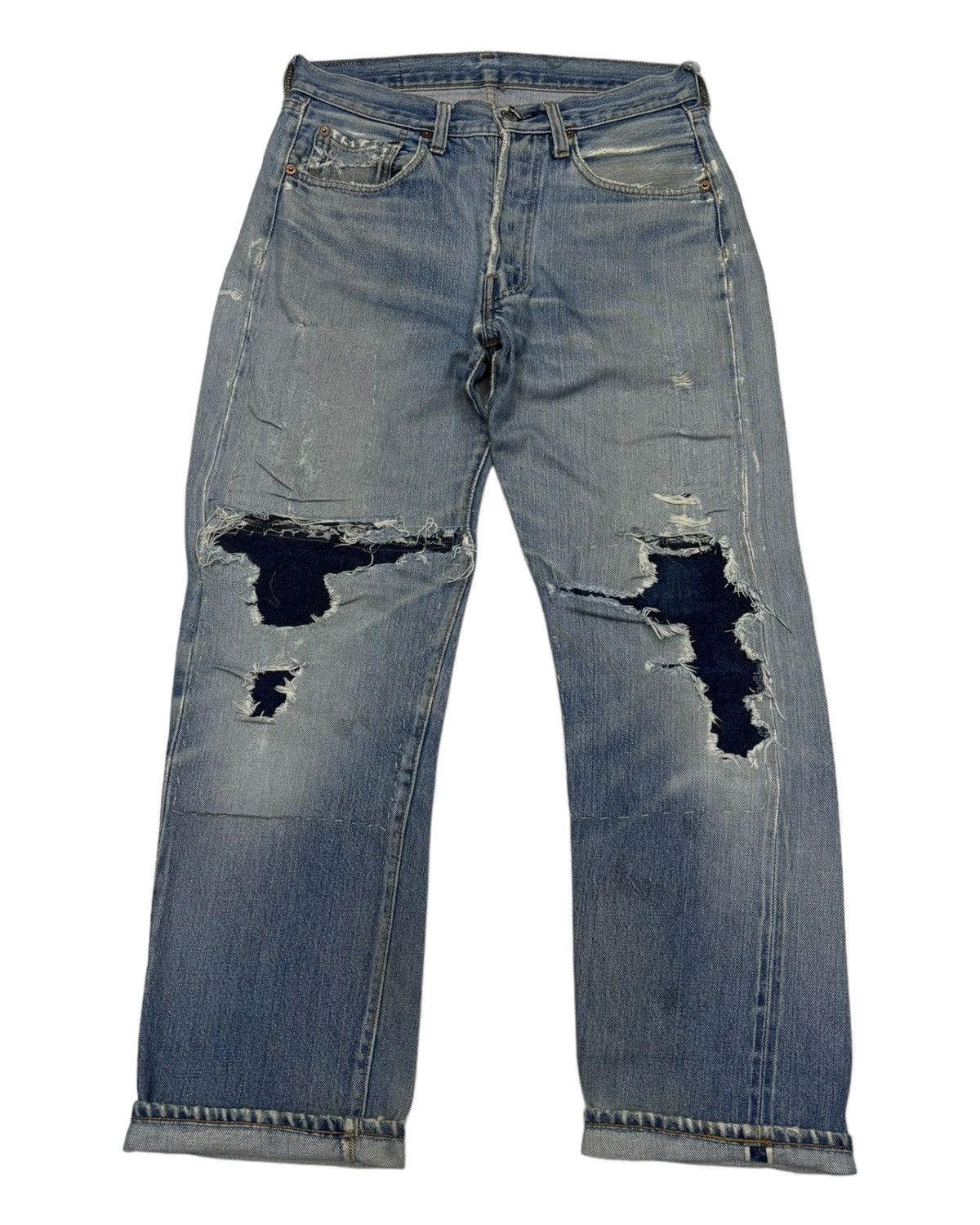 Levi's 🔥LEVIS 501 BUTTON 6 SELVEDGE DISTRESS DENIM BORO SASHIKO Size US 29 - 1 Thumbnail