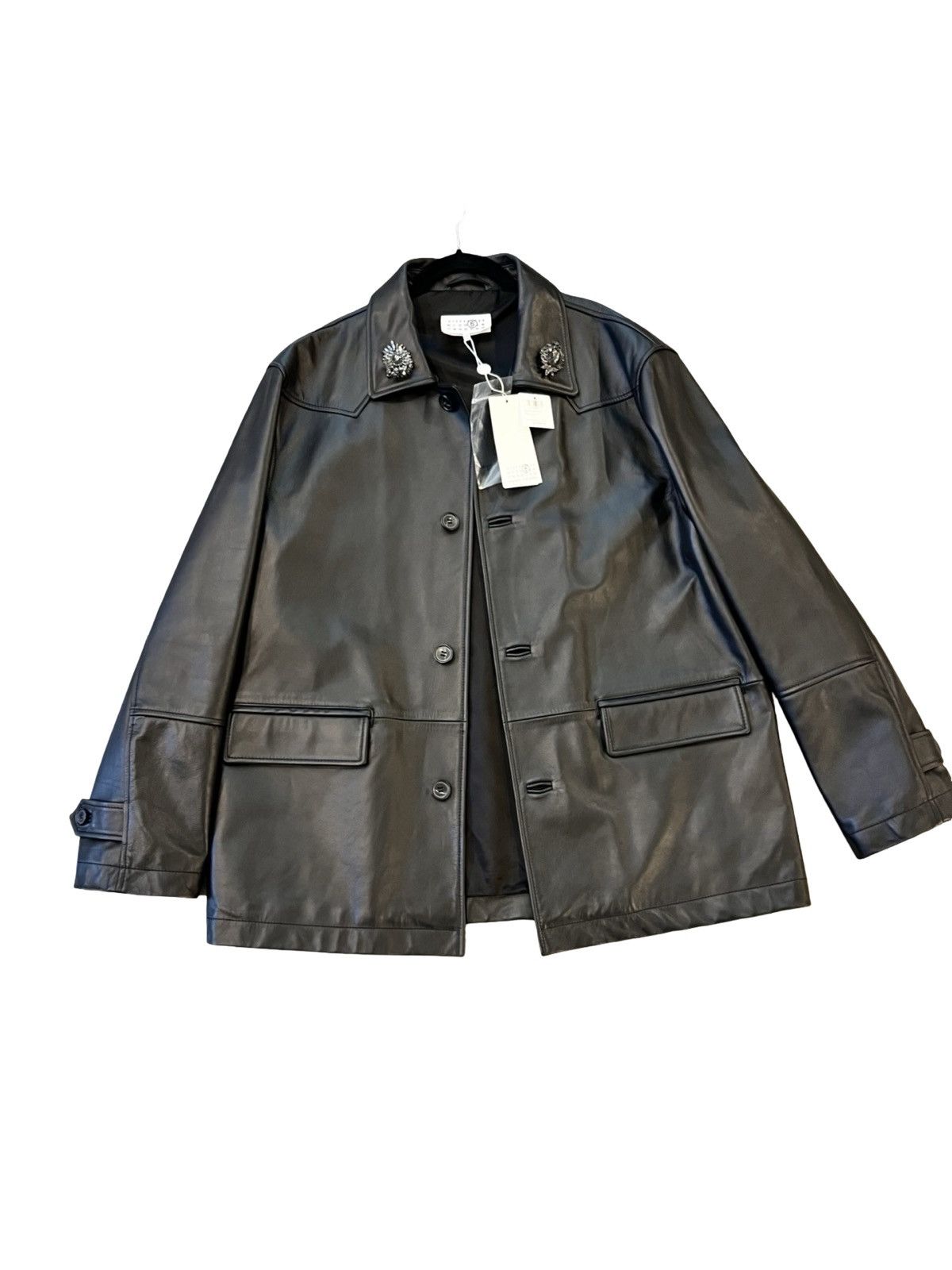 Maison Margiela Leather sports jacket with brooch pins Size US L / EU 52-54 / 3 - 1 Thumbnail