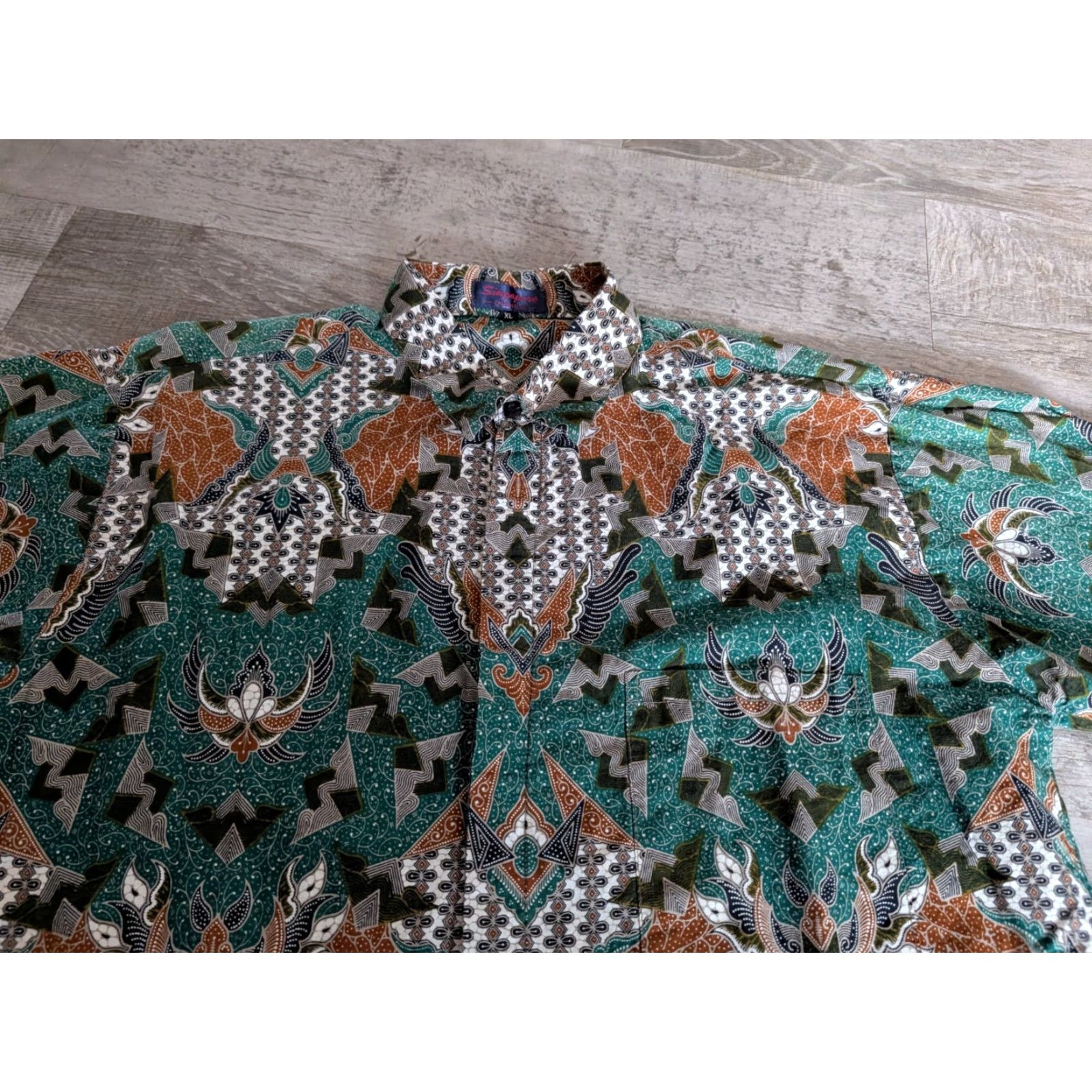 Vintage Singapore Collection Mens Short Sleeve Button Up Shirt All Over Print AOP XL EUC Size US XL / EU 56 / 4 - 2 Thumbnail