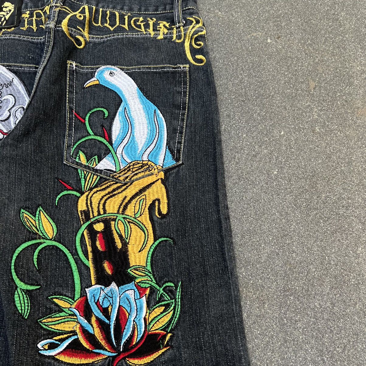 Christian Audigier × Ed Hardy × JNCO 💥Rare💥Vintage Christian Audigier Baggy Jeans Size US 34 / EU 50 - 5 Thumbnail