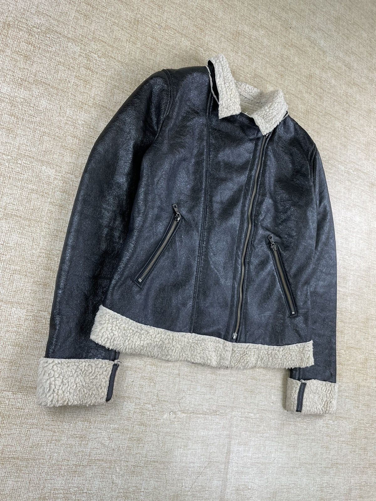 NEO LEATHER VINTAGE Lined Sherpa Leather Jacket