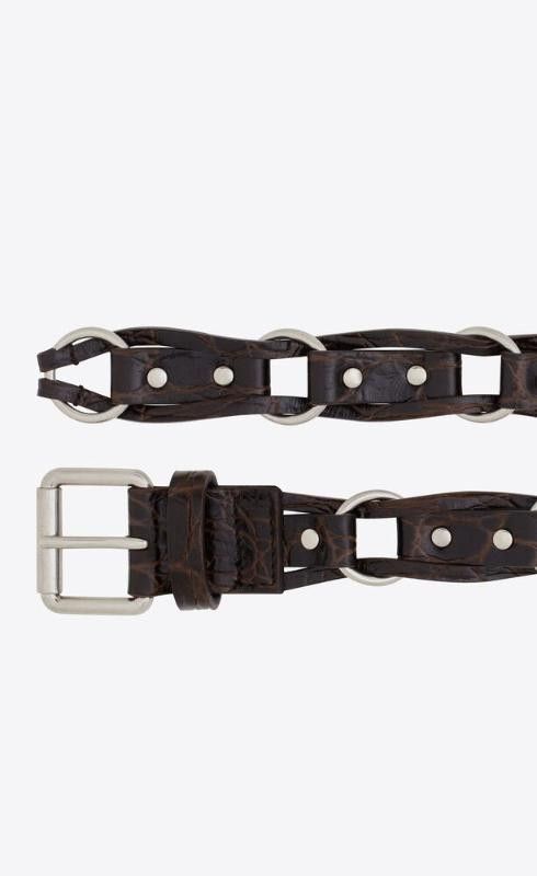 Saint Laurent Paris o1s1wg111224 Size: 70 / Motorcycle Buckle Belt Crocodile Size ONE SIZE - 2 Thumbnail