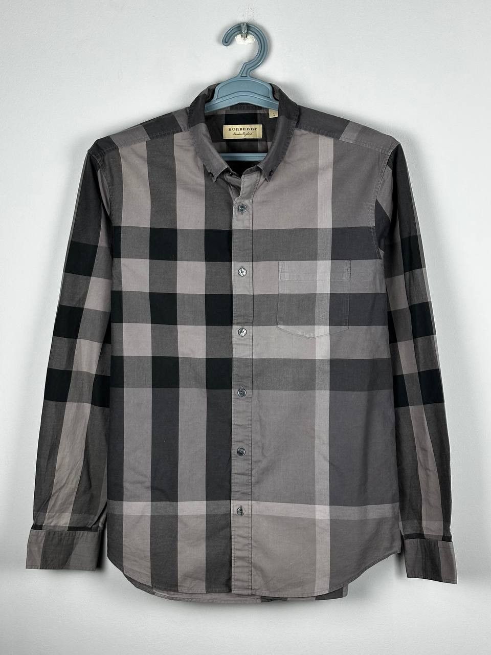Burberry Luxury Burberry Nova Check Dark Long Sleeve Shirt Size US L / EU 52-54 / 3 - 1 Thumbnail