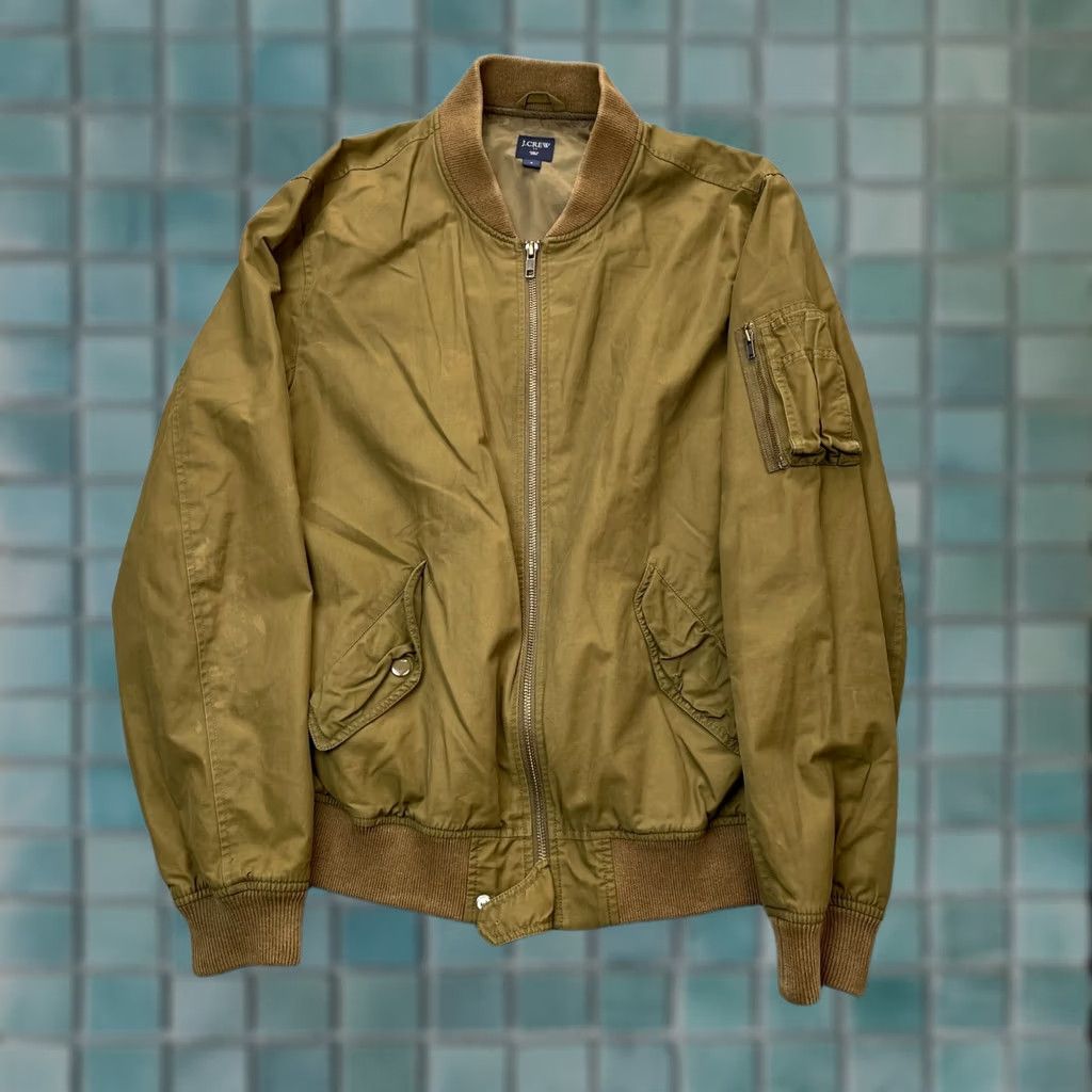 J.Crew J.CREW Jacket Mens Small Green Bomber Coat Cotton Pockets Long Sleeve Full Zip Size US S / EU 44-46 / 1 - 1 Thumbnail