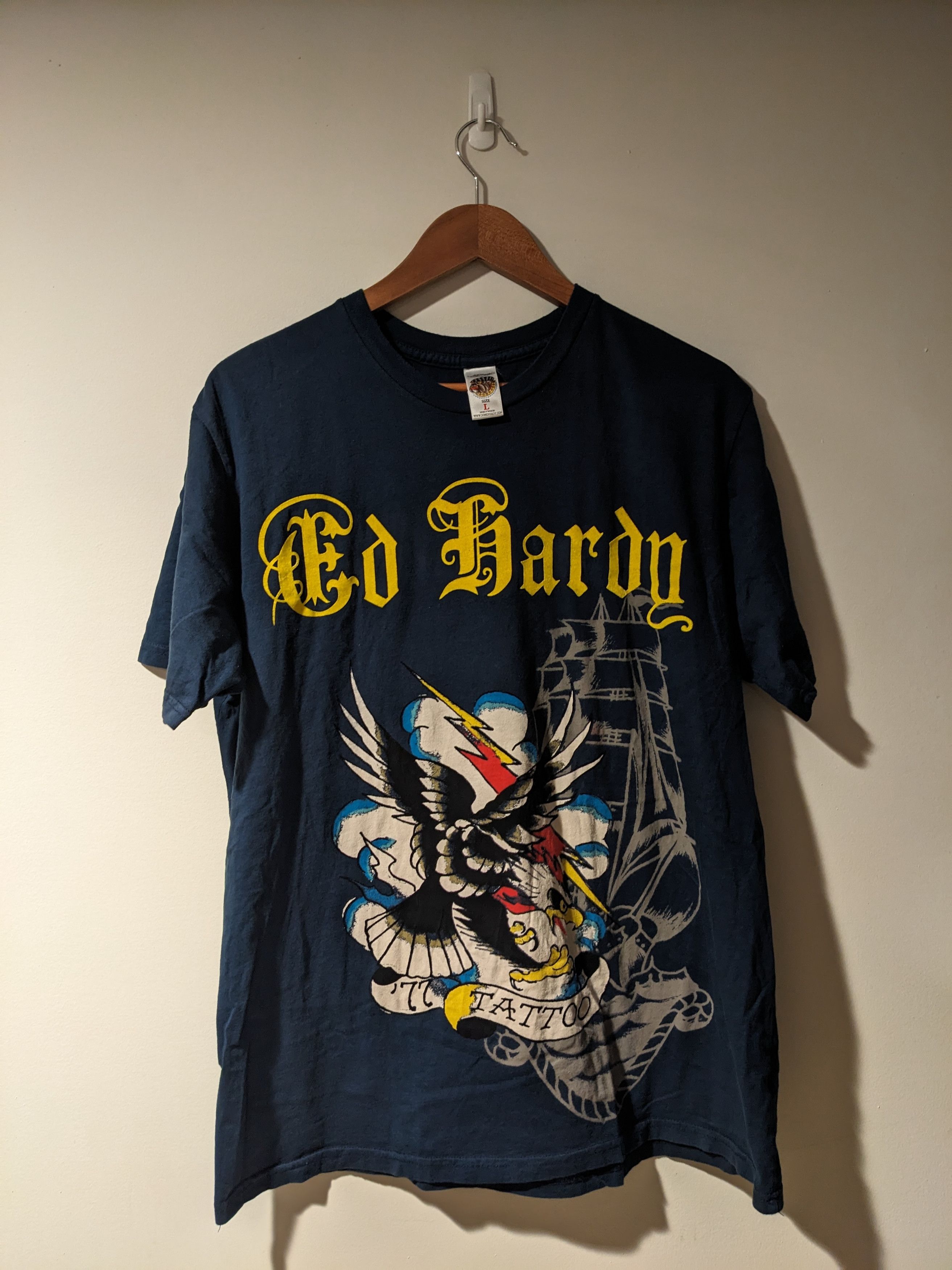 Ed Hardy × Vintage Vintage Y2K Ed Hardy Tattoo Eagle Blue Large T-Shirt Size US L / EU 52-54 / 3 - 1 Thumbnail