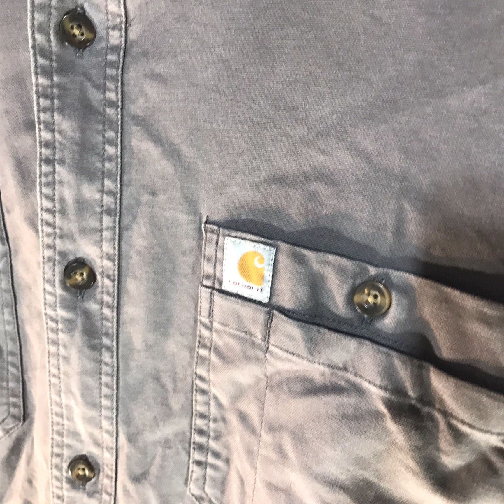 Carhartt Carhartt Gray Canvas Button-Up Shirt Mens XL Relaxed Fit Casual Workwear Short Sleeve Size US XL / EU 56 / 4 - 3 Thumbnail