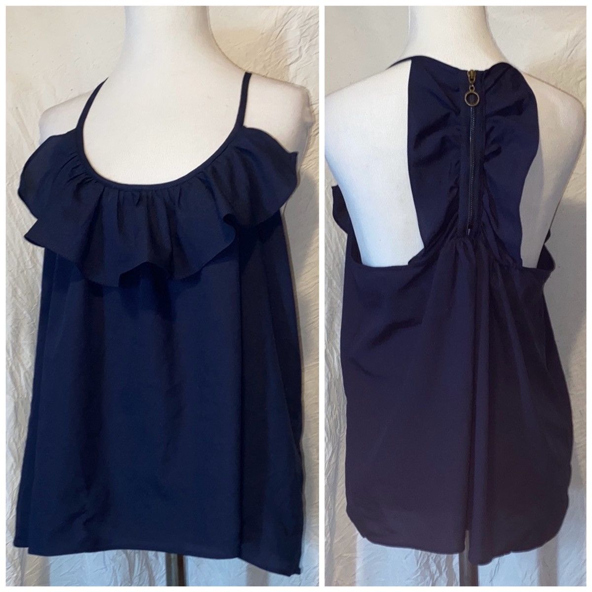 Other Y2K, Charlotte Russe, Navy, Ruffle Chest, Sleeveless Blouse Size M / US 6-8 / IT 42-44 - 3 Thumbnail