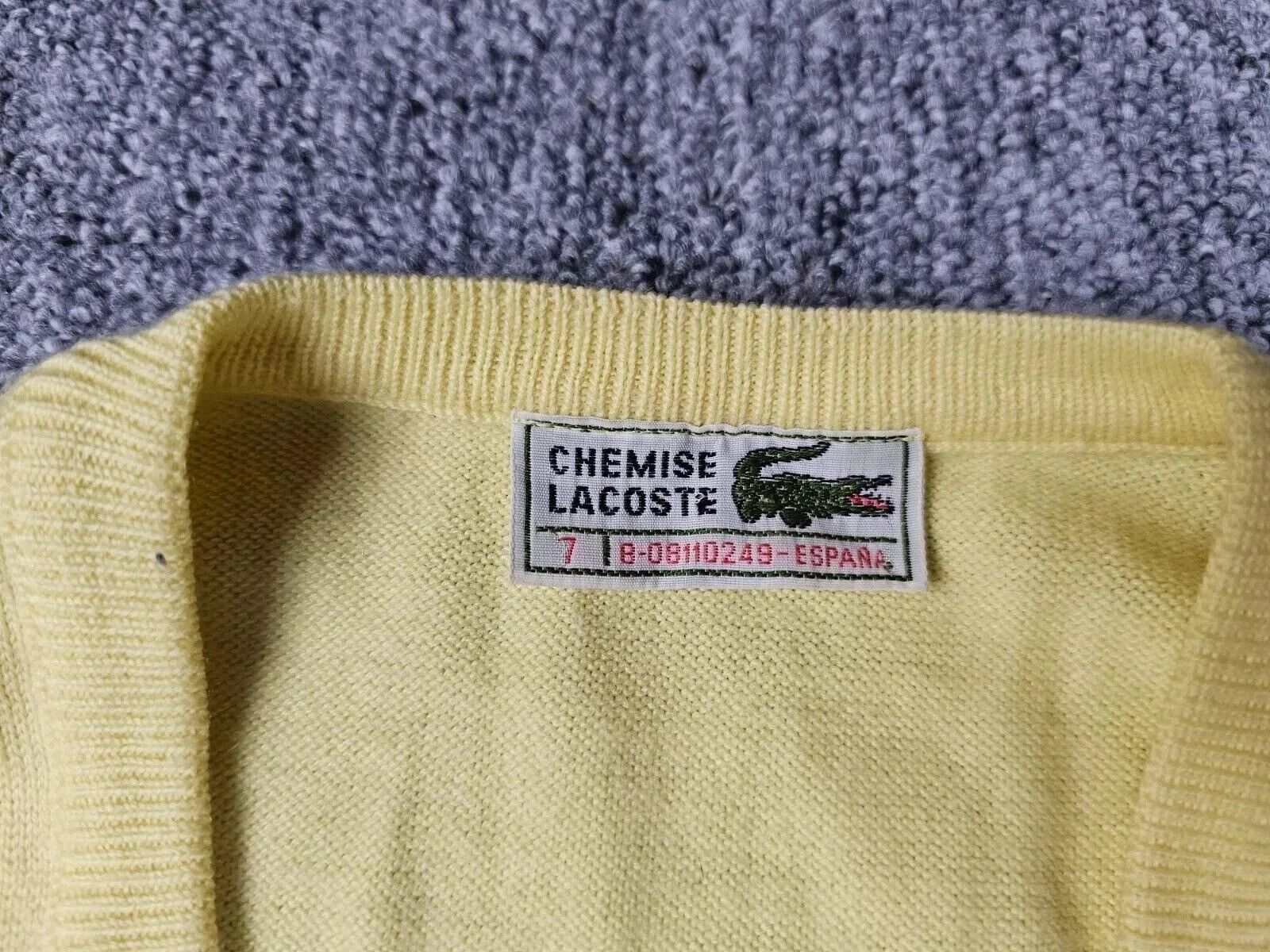 Lacoste Lacoste V-Neck Sweater Vest Yellow Cotton Crocodile Logo 2XL Size US XXL / EU 58 / 5 - 2 Thumbnail