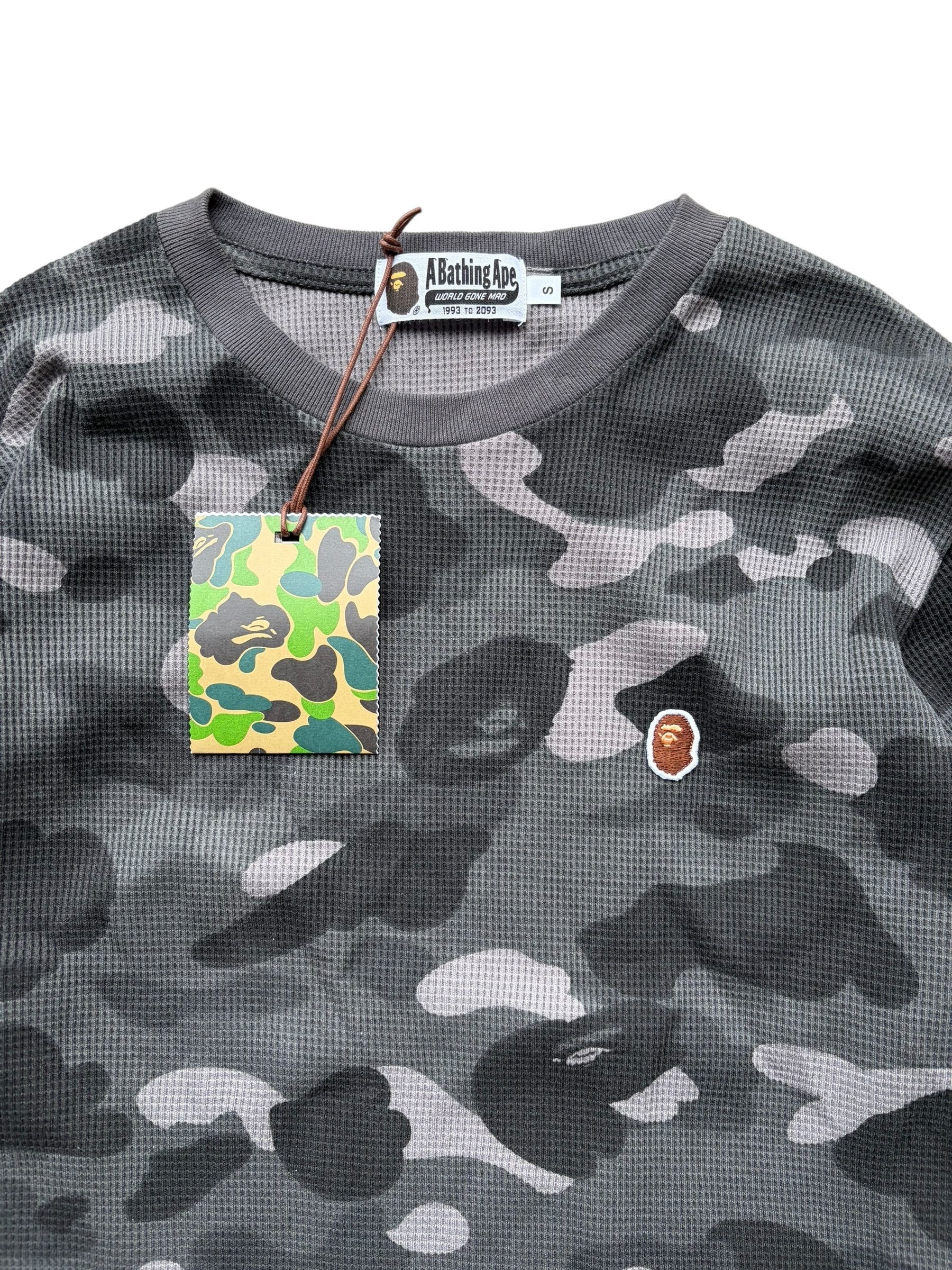 Bape Bape Grey Camo Mini Ape Head Thermal Longsleeve T-Shirt Size US S / EU 44-46 / 1 - 4 Thumbnail
