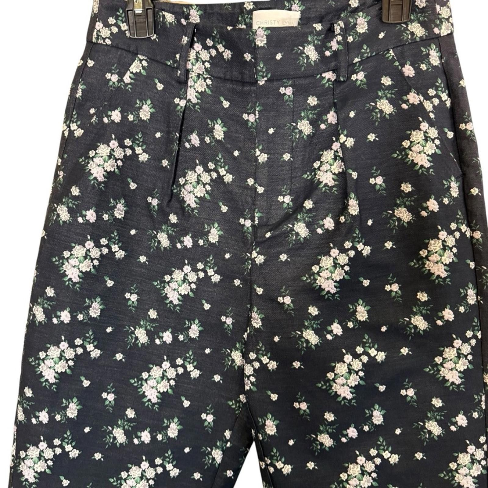 Other Christy Lynn Jacquard Floral Mallory Wide Leg Crop Pants sz6 Size 28" / US 6 / IT 42 - 2 Thumbnail