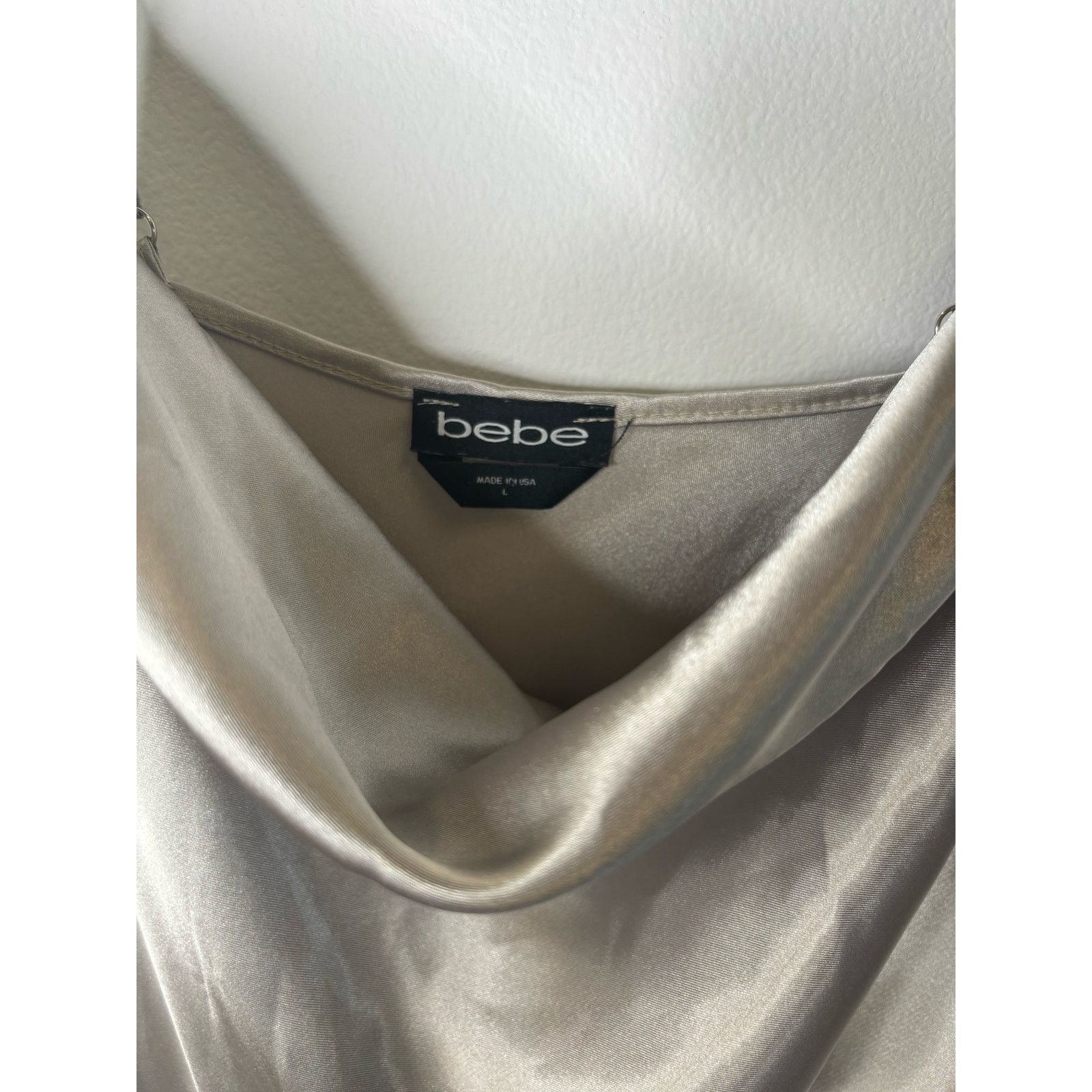 Bebe Bebe silver slip dress with cowl neck Size L / US 10 / IT 46 - 7 Thumbnail
