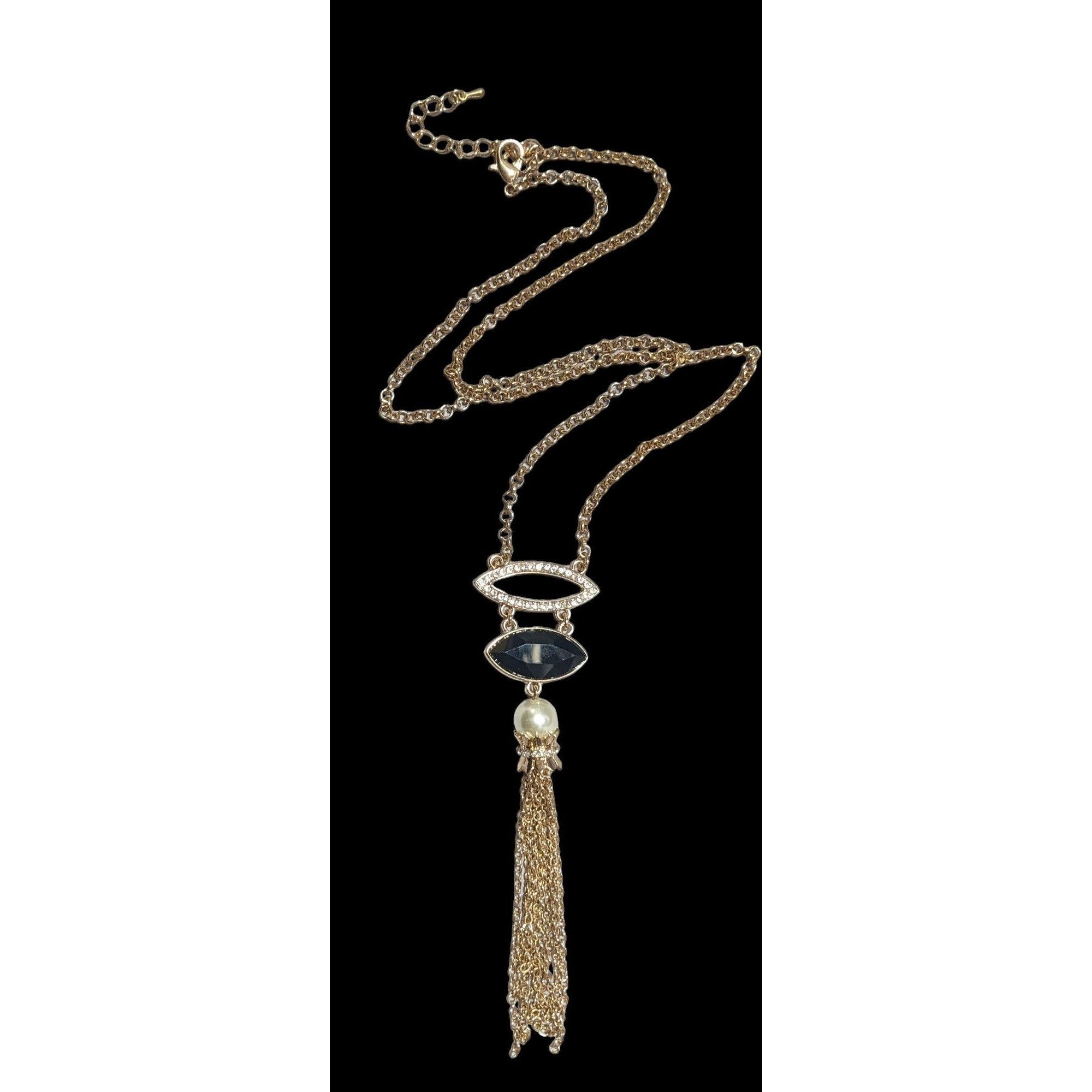 Other Elegant Glam Gemmed Gold Tassel Necklace Size ONE SIZE - 1 Thumbnail