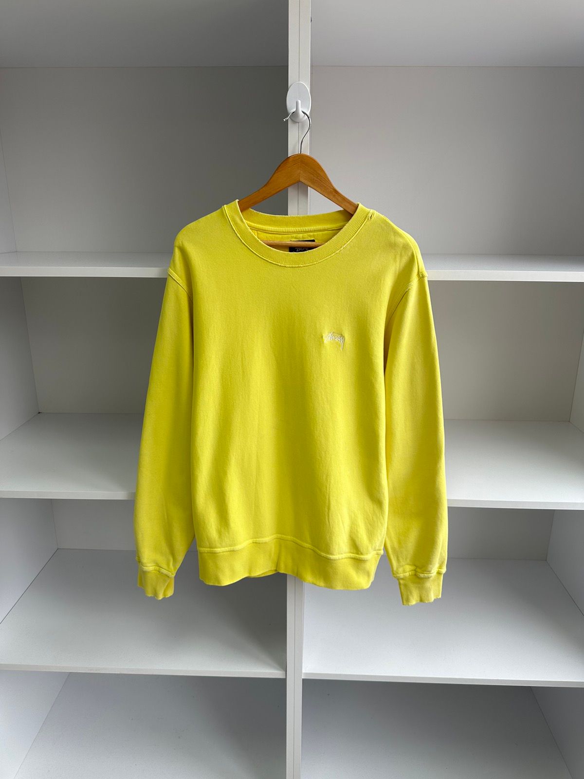 Pre-owned Vintage Stussy Japanese Yellow Distressed Sweatshirt