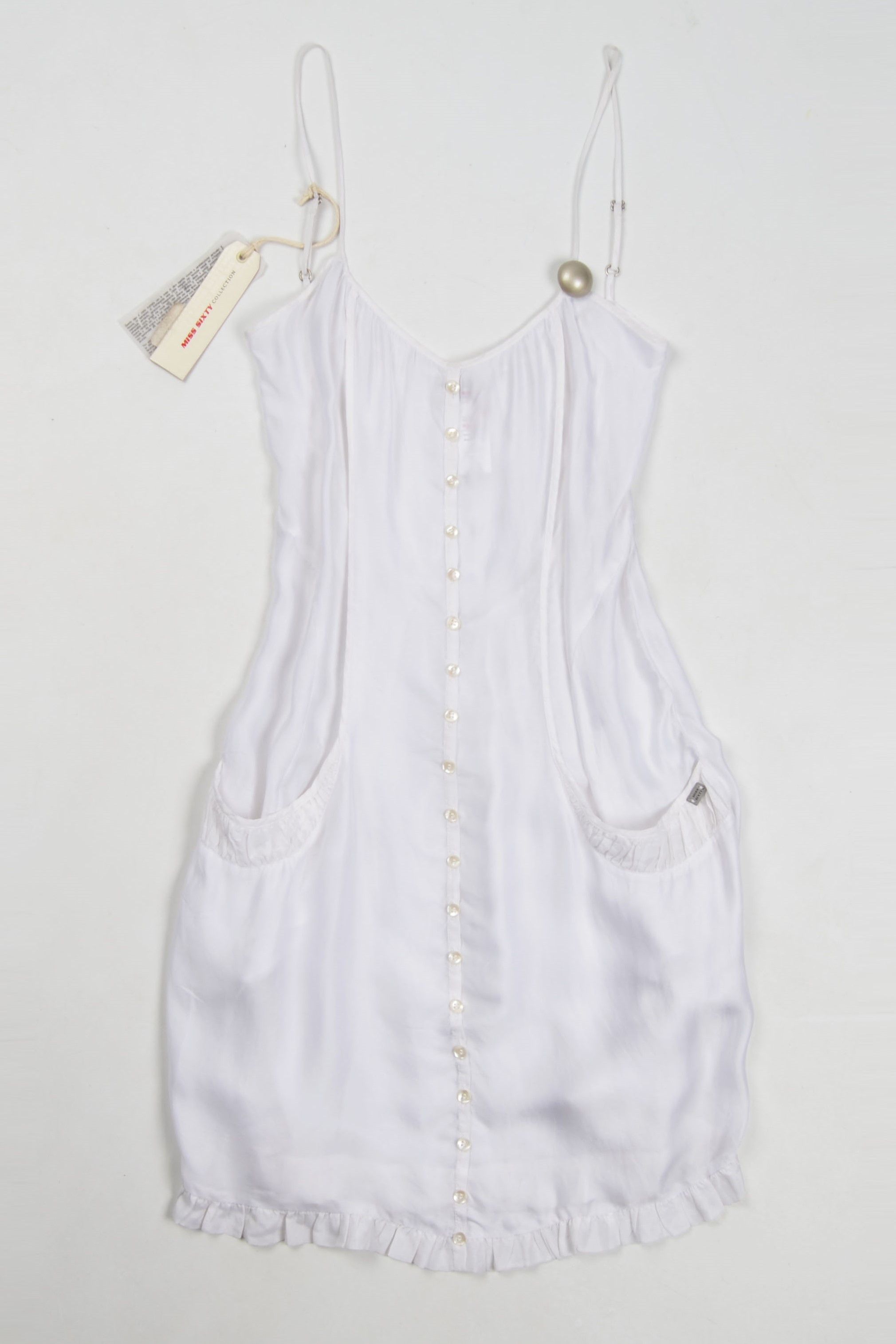 Other Miss Sixty Y2K Cottage Core White Cami Mini Dress Size M / US 6-8 / IT 42-44 - 4 Thumbnail