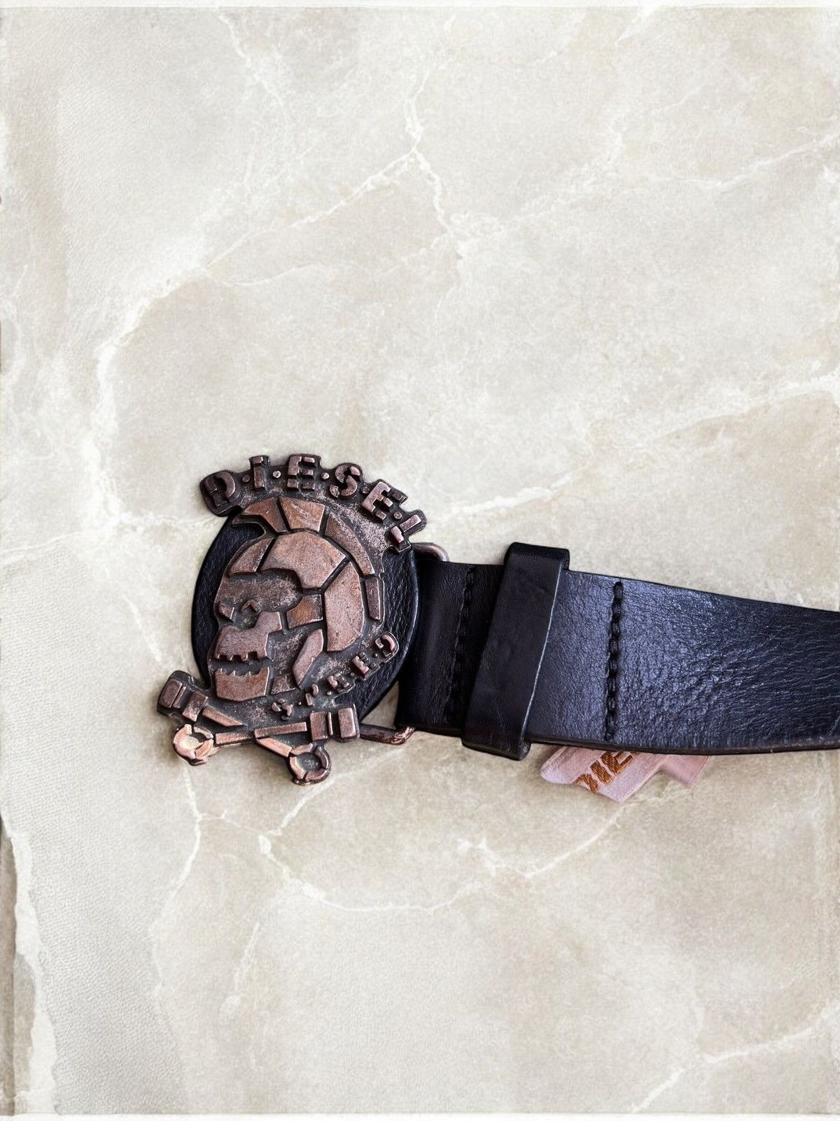 Diesel × Leather × Vintage DIESEL MOTOR SKULL METAL BELT Vintage LEATHER avant garde Size ONE SIZE - 2 Thumbnail