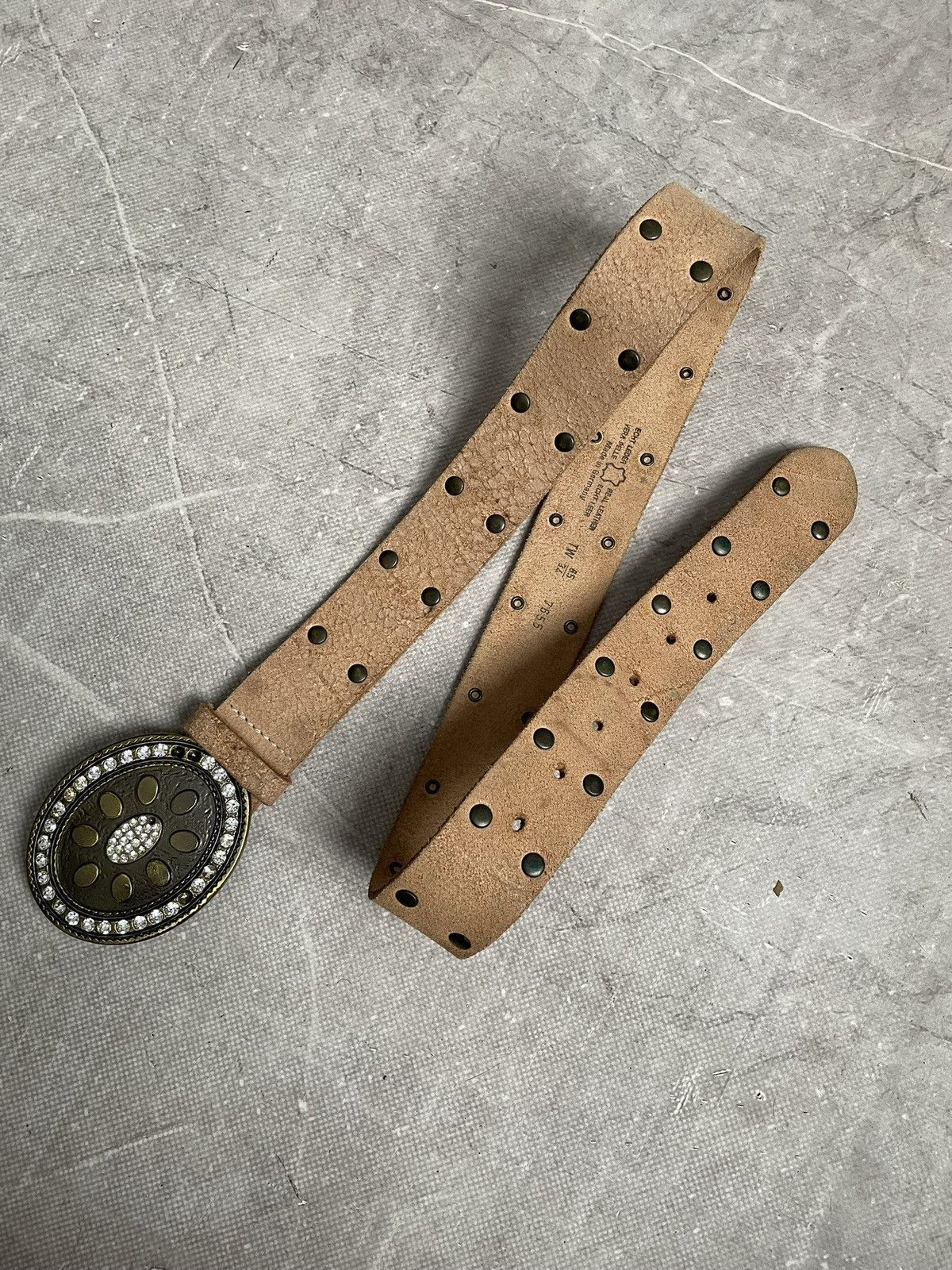 KMRii Vintage Western Leather Belt Metal Buckle kmrii style y2k Size ONE SIZE - 6 Thumbnail