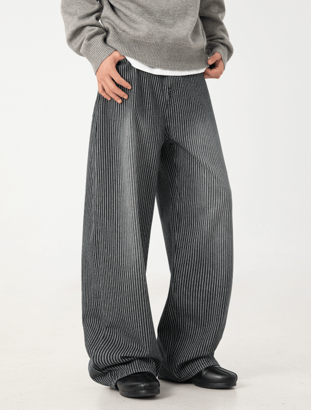 Jean Men's loose retro washed vertical striped scimitar jeans Size US 32 / EU 48 - 2 Thumbnail