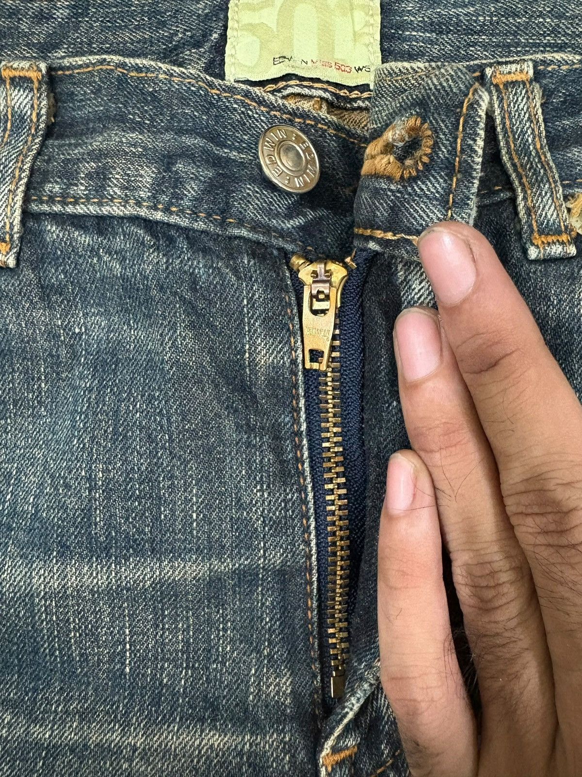 Edwin Vintage Japanese Edwin 503 Mud Wash Distressed Flare Jeans Size 32" / US 10 / IT 46 - 3 Thumbnail