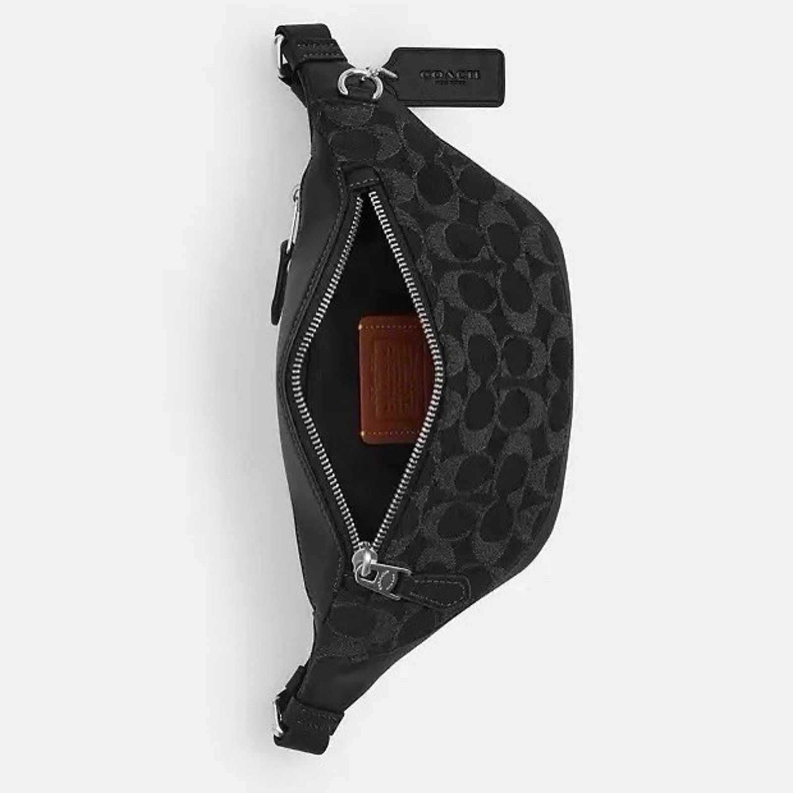 Coach NWT Coach Black Warren Mini Signature Denim Belt Bag CAJ43 Size ONE SIZE - 9 Thumbnail