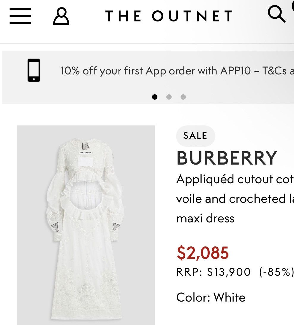 Burberry BURBERRY Appliquéd cutout cotton-voile and crocheted Dress Size S / US 4 / IT 40 - 5 Thumbnail