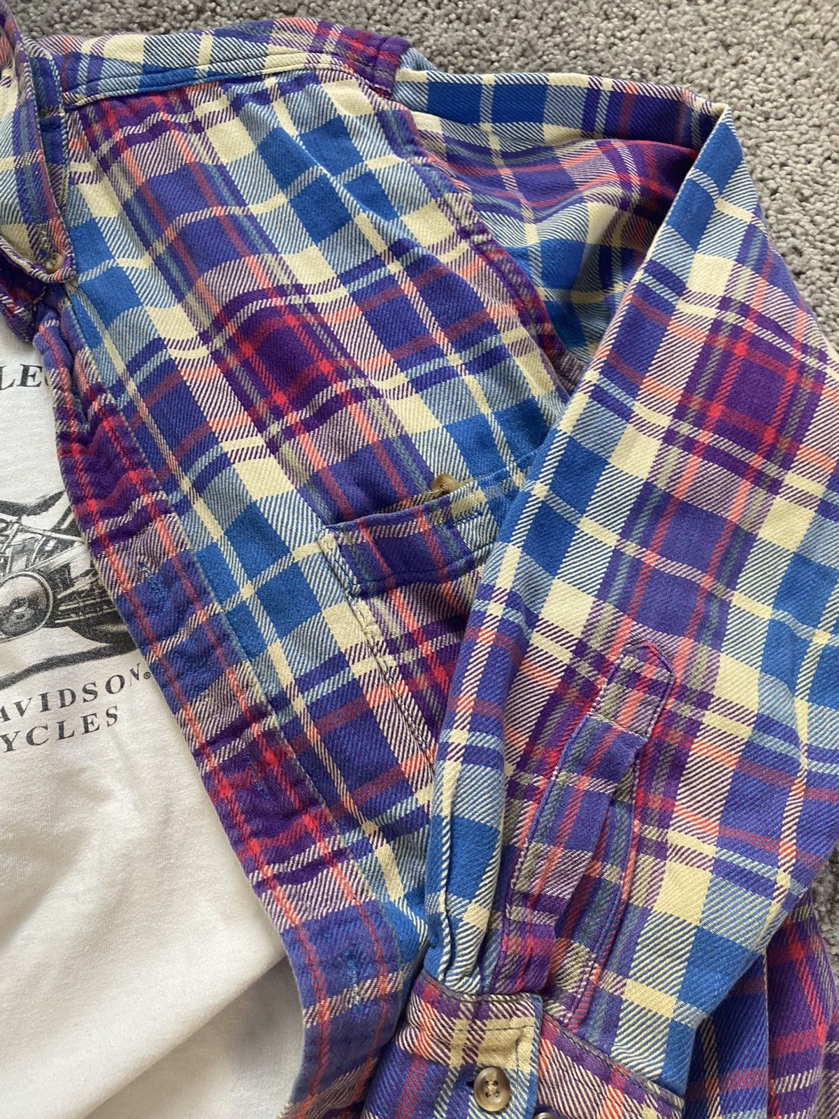 Flannel × Japanese Brand × Vintage Vintage Distressed Cropped Flannel Shirt Size US M / EU 48-50 / 2 - 4 Thumbnail