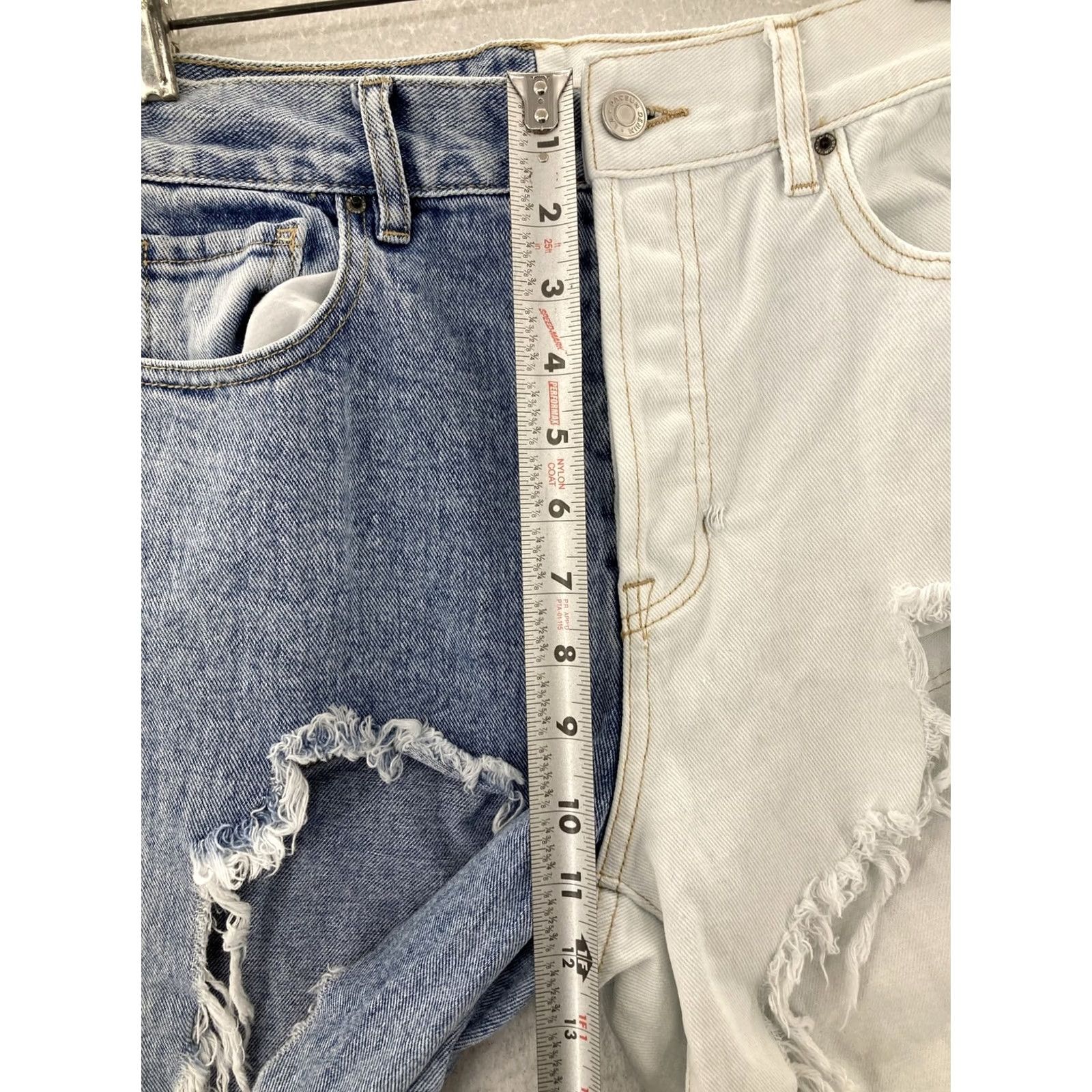 Pacsun PacSun Jeans Women’s 26 Blue/White High Rise Straight Distressed Raw Hem Size 26" / US 2 / IT 38 - 4 Thumbnail