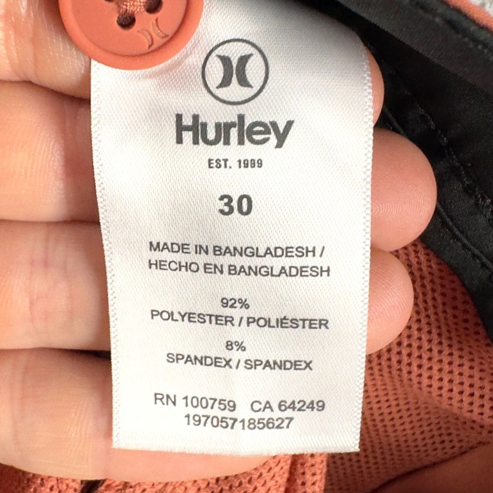 Hurley Hurley Mens All Day Hybrid Shorts 30 Orange Chino Stretch Flat Front Pocket NEW Size US 30 / EU 46 - 4 Thumbnail