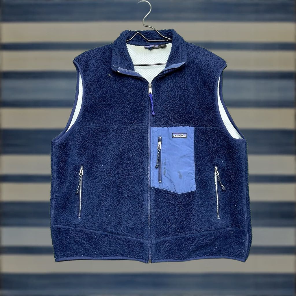 Patagonia Patagonia Retro-X Sherpa Vest Mens 2XL Outdoor Hiking Navy Blue Fleece Vest Size US XXL / EU 58 / 5 - 1 Thumbnail