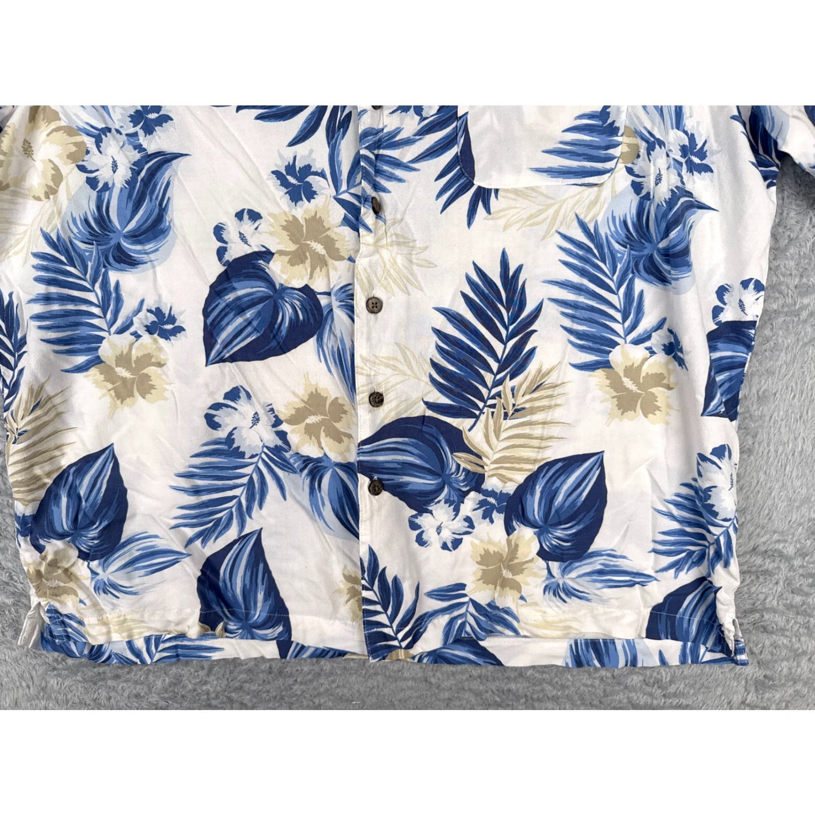 George George Shirt Men 2XL White Blue Floral Hibiscus Button-Up Rayon Hawaiian, Button-Up, Short Sleeve, Regular, George, Floral, Hawaiian, Mens Size US XXL / EU 58 / 5 - 7 Thumbnail