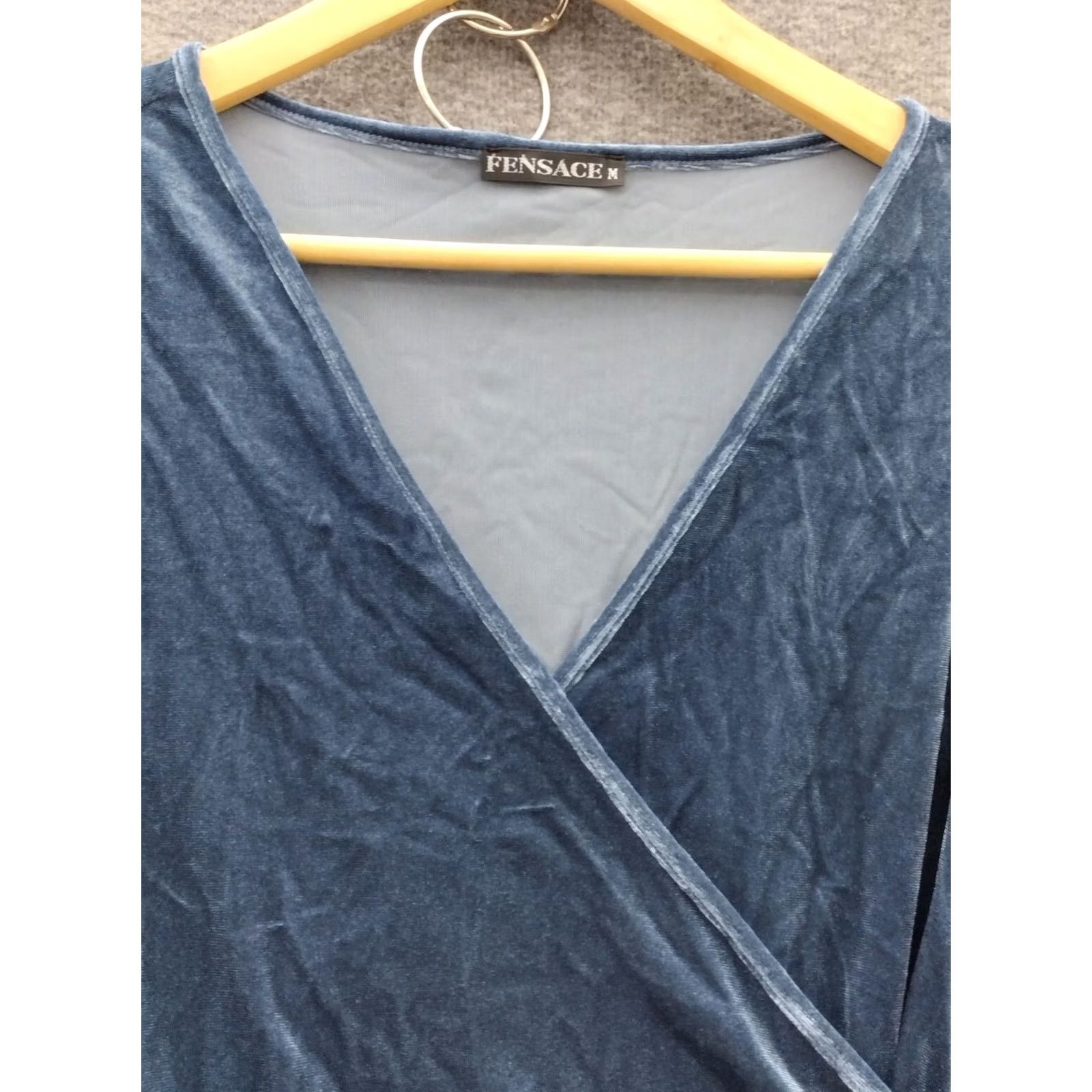 Velvet FENSACE Velvet Blue Dress M Velvet Blue Dress V Neck Bodycon Ruched Mini Cocktail Formal Party/Wedding Women Long Sleeve NS Size M / US 6-8 / IT 42-44 - 3 Thumbnail