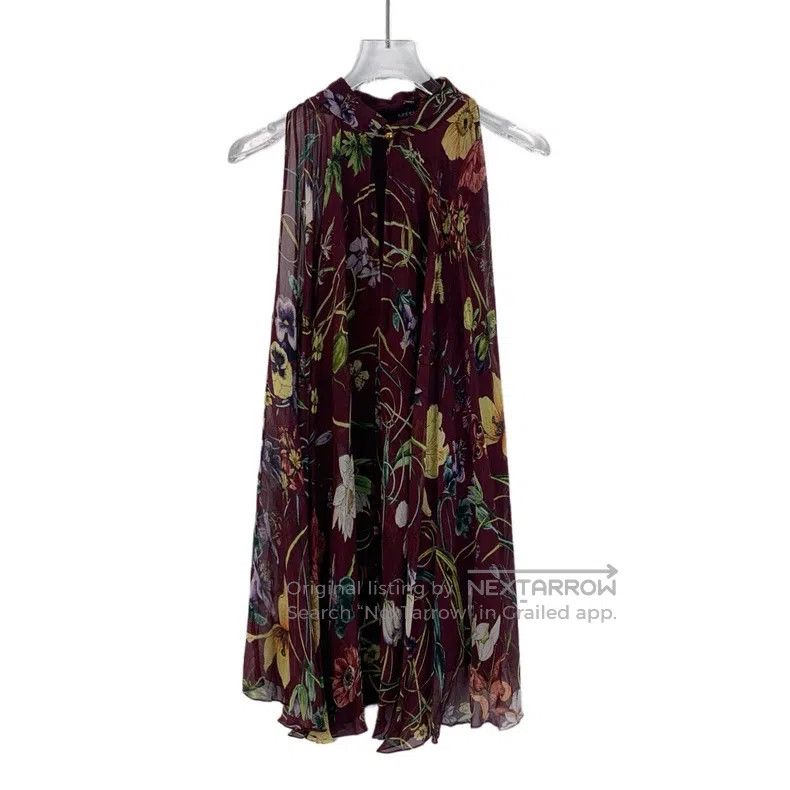 Gucci Gucci Dark red floral printed mulberry silk dress Size XS / US 0-2 / IT 36-38 - 1 Thumbnail