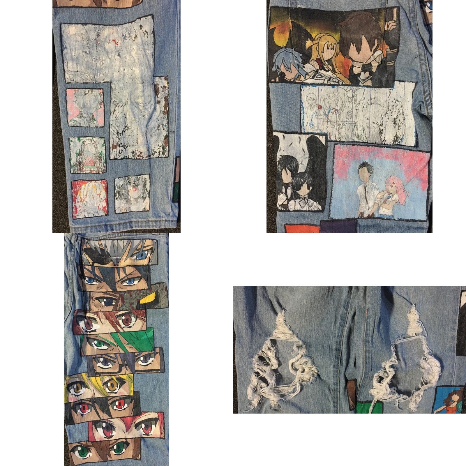 Vintage Vtg Custom Painted Anime Faded Distress Jeans 26 Naruto One Piece Manga Grunge Size 26" / US 2 / IT 38 - 8 Thumbnail