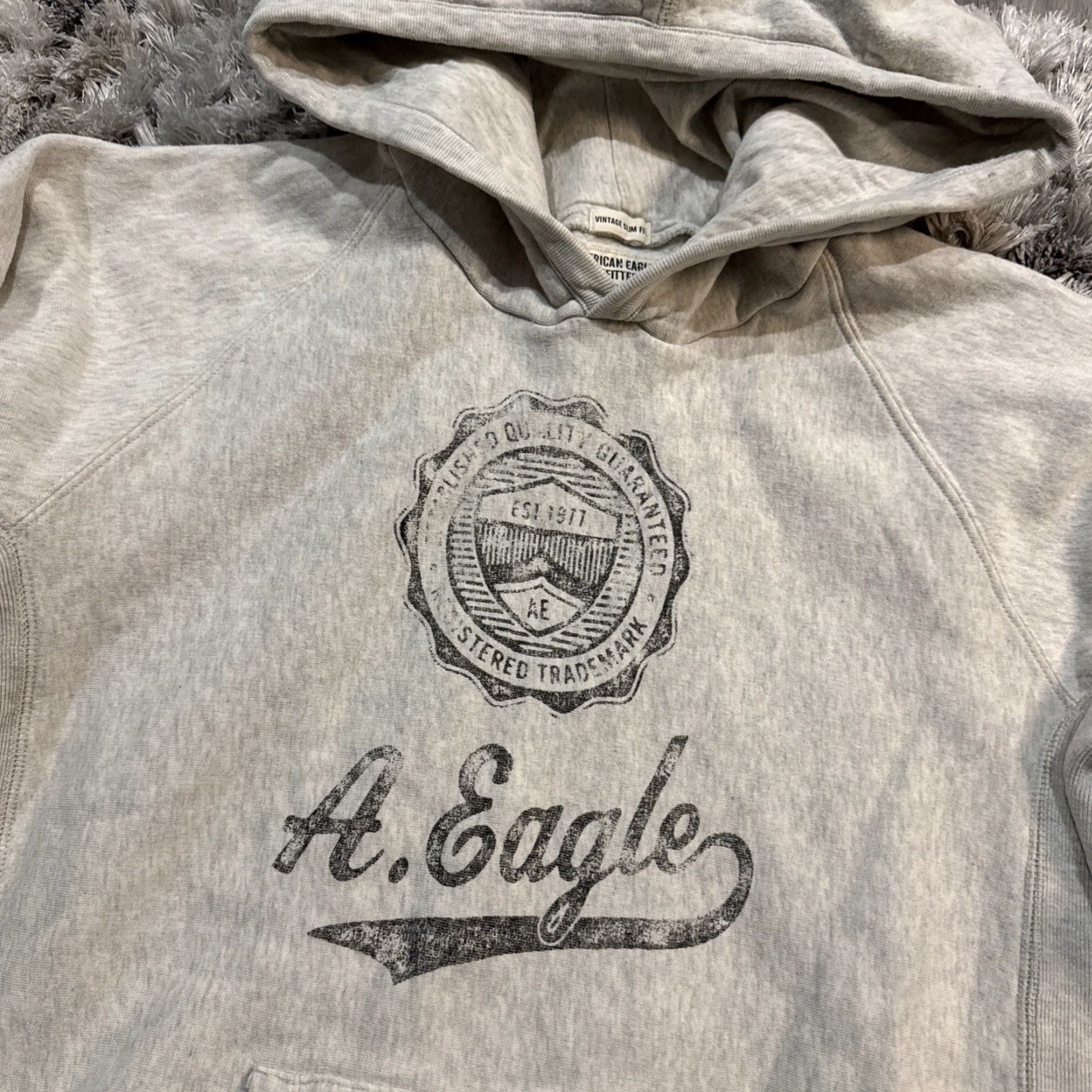 American Eagle Outfitters VINTAGE American Eagle Outfitters Slim Fit Retro Style Gray Long Sleeve Pullover Hoodie L Mens Y2K Size US L / EU 52-54 / 3 - 3 Thumbnail