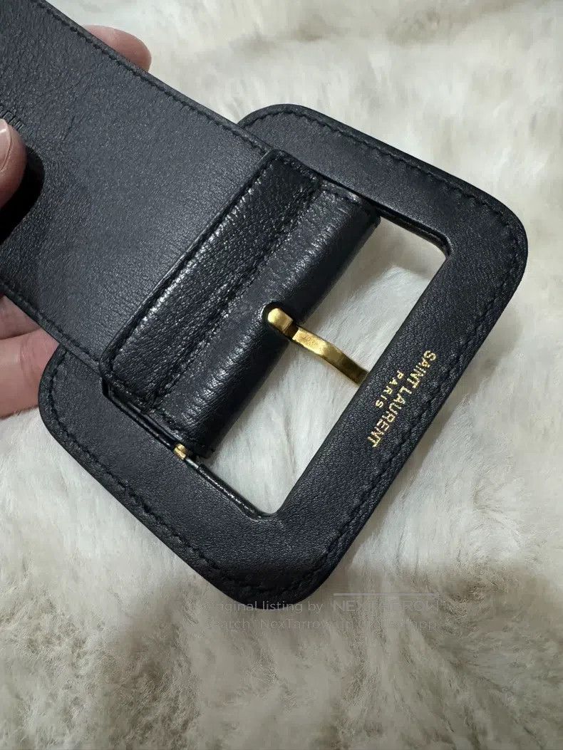 Saint Laurent Paris Saint Laurent Paris size 70 Black Gold Women's Leather Bel Size ONE SIZE - 4 Thumbnail