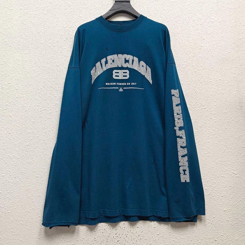 Balenciaga Balenciaga Distressed Logo Longsleeve - dmc Size US M / EU 48-50 / 2 - 1 Thumbnail