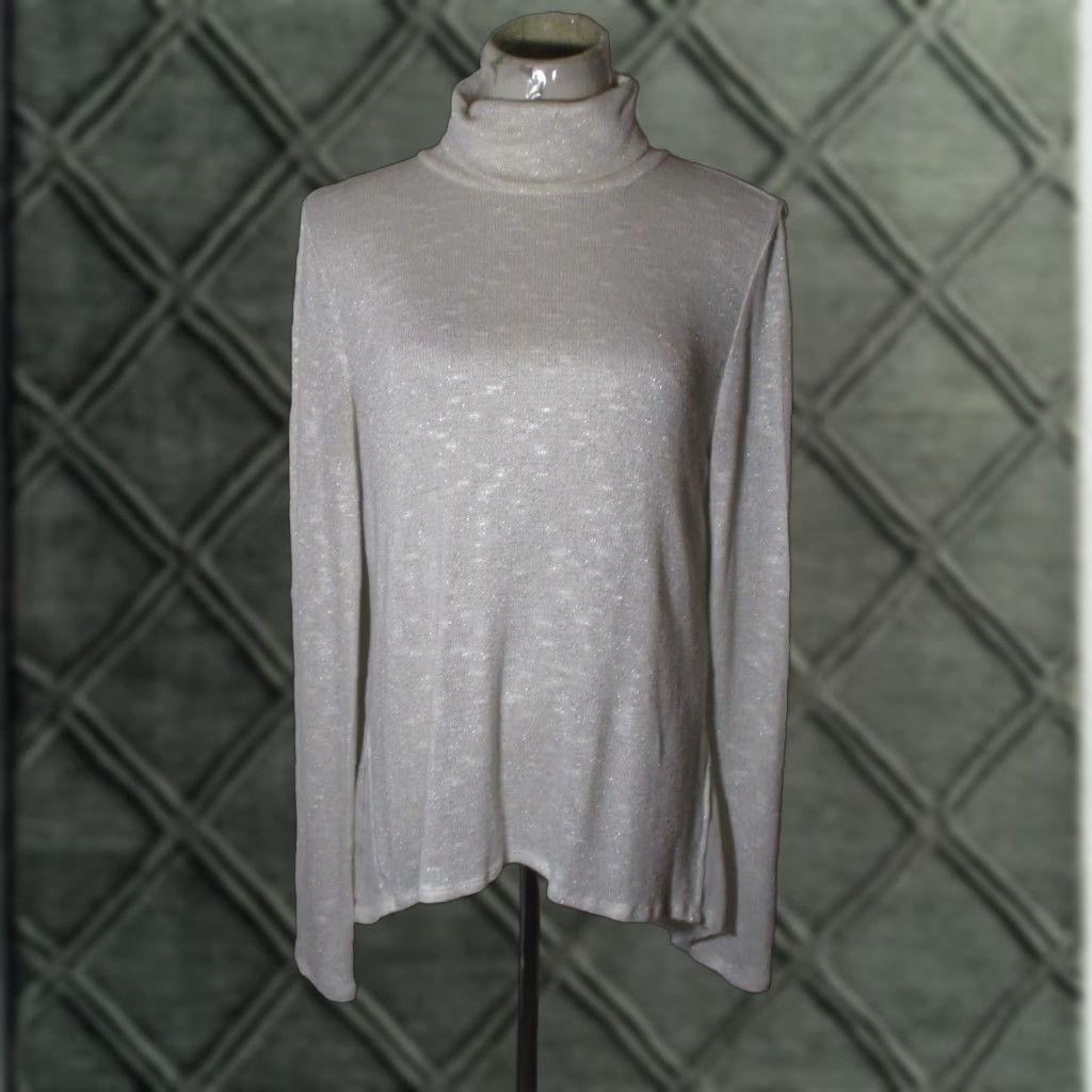 White House Black Market WHITE House BLACK Market Beige Long Sleeve Turtleneck Top Women's Size M Size M / US 6-8 / IT 42-44 - 1 Thumbnail