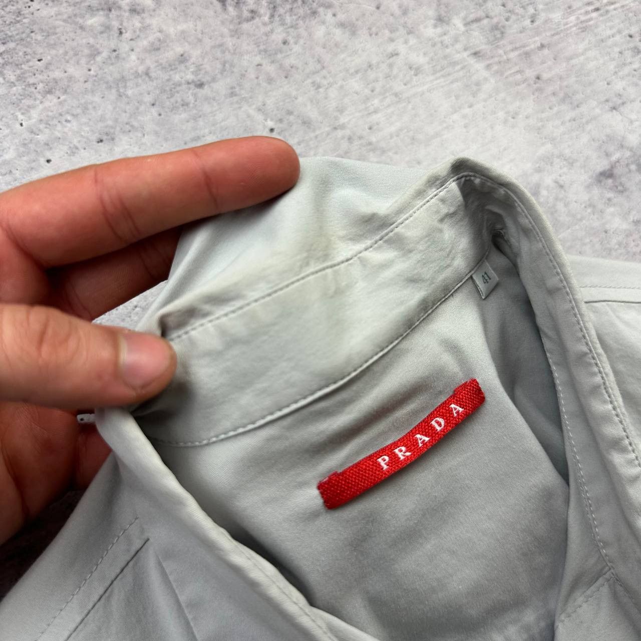 Prada Prada Red Line Stretch Shirt Light Grey Hidden Placket Size US M / EU 48-50 / 2 - 8 Thumbnail